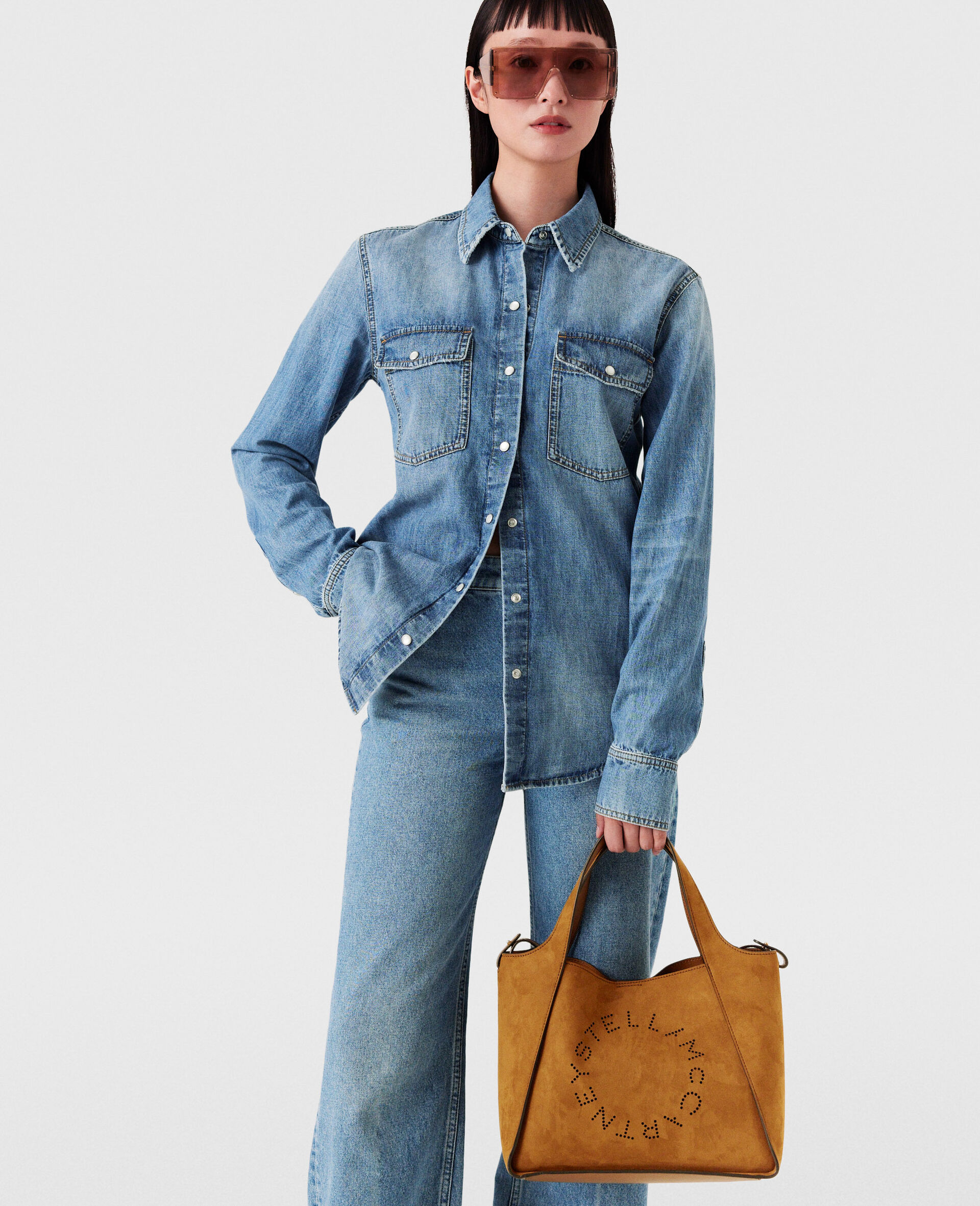 ロゴ トップハンドル クロスボディ トートバッグ-ブラウン-large image number 5