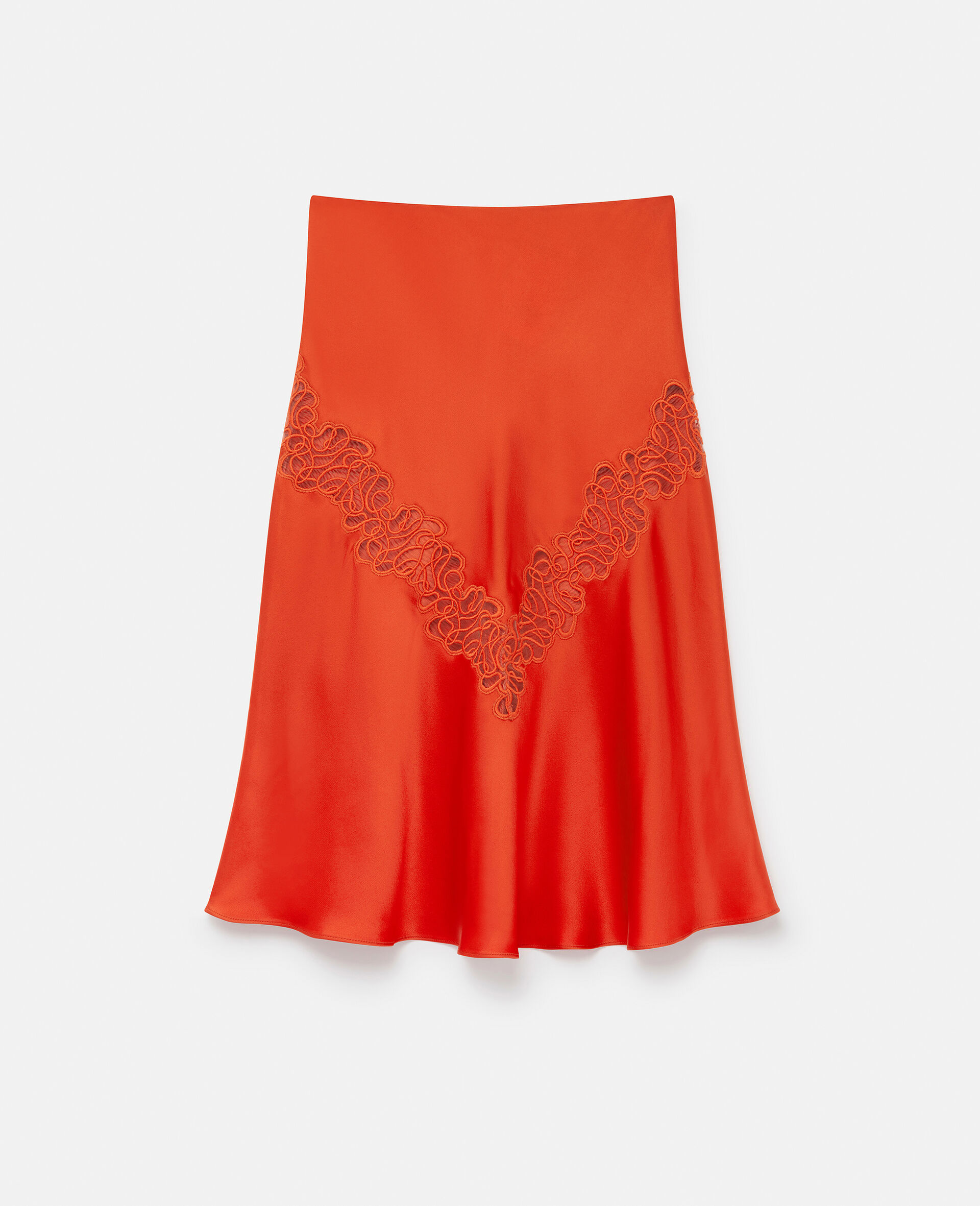 Scribbled Lace Satin Slip Skirt-Red-large image number 0