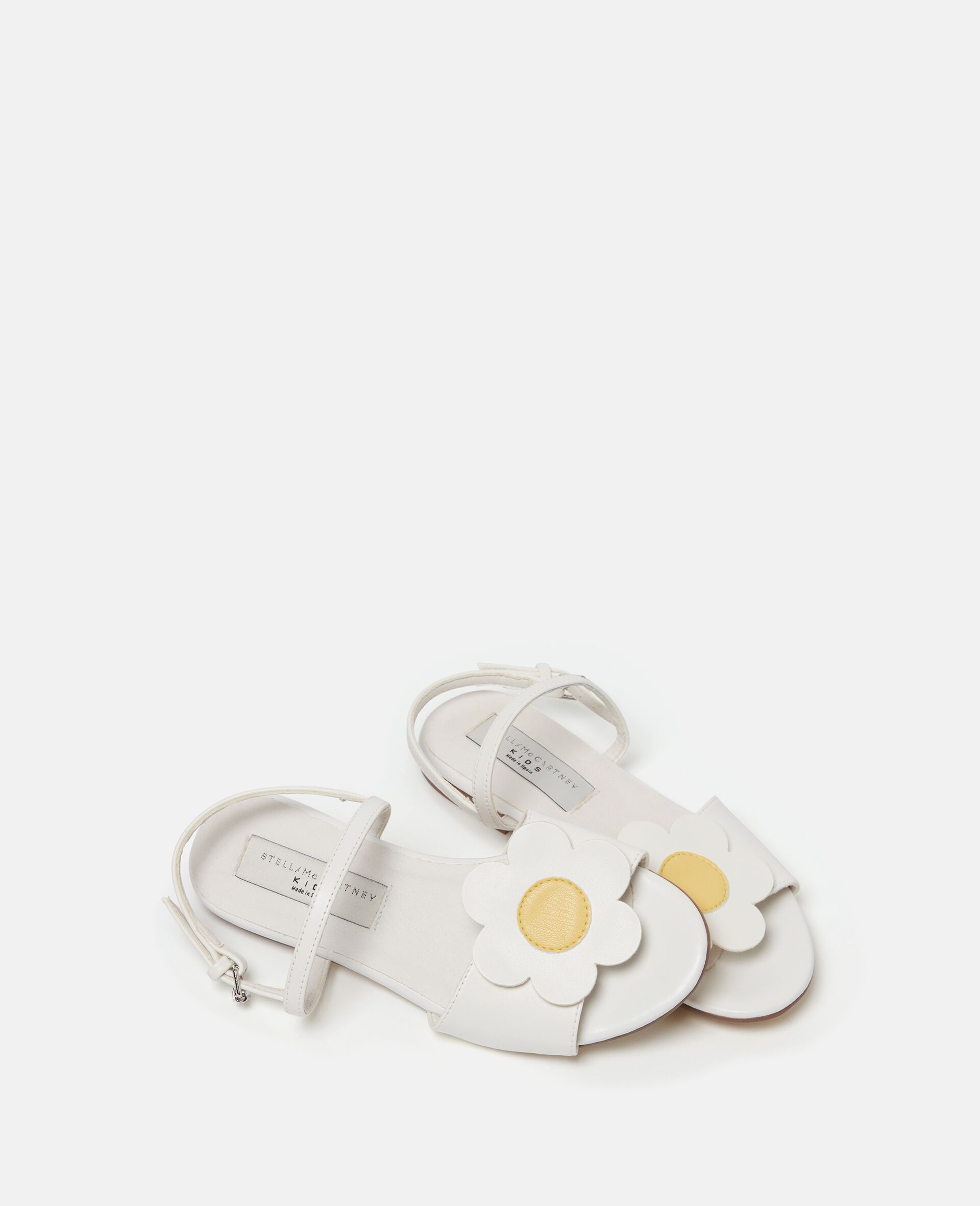 Daisy Detail Strappy Sandals-White-large image number 3