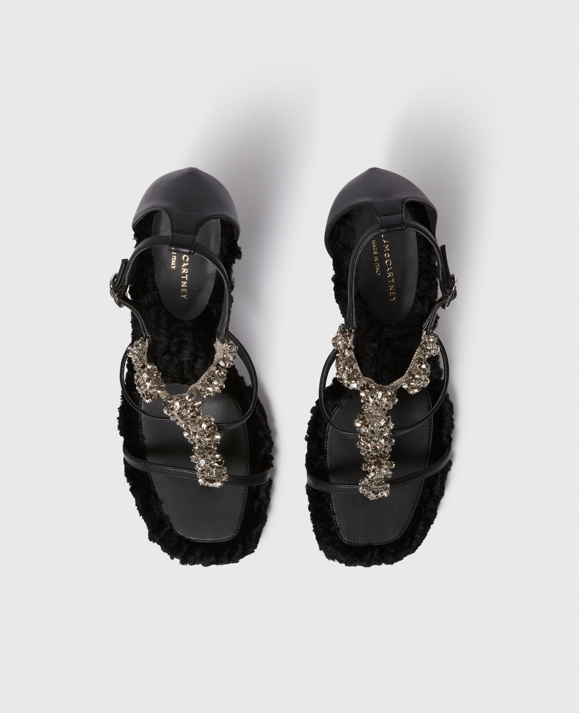 Elsa Crystal Flowers Heeled Sandals-Black-large image number 3