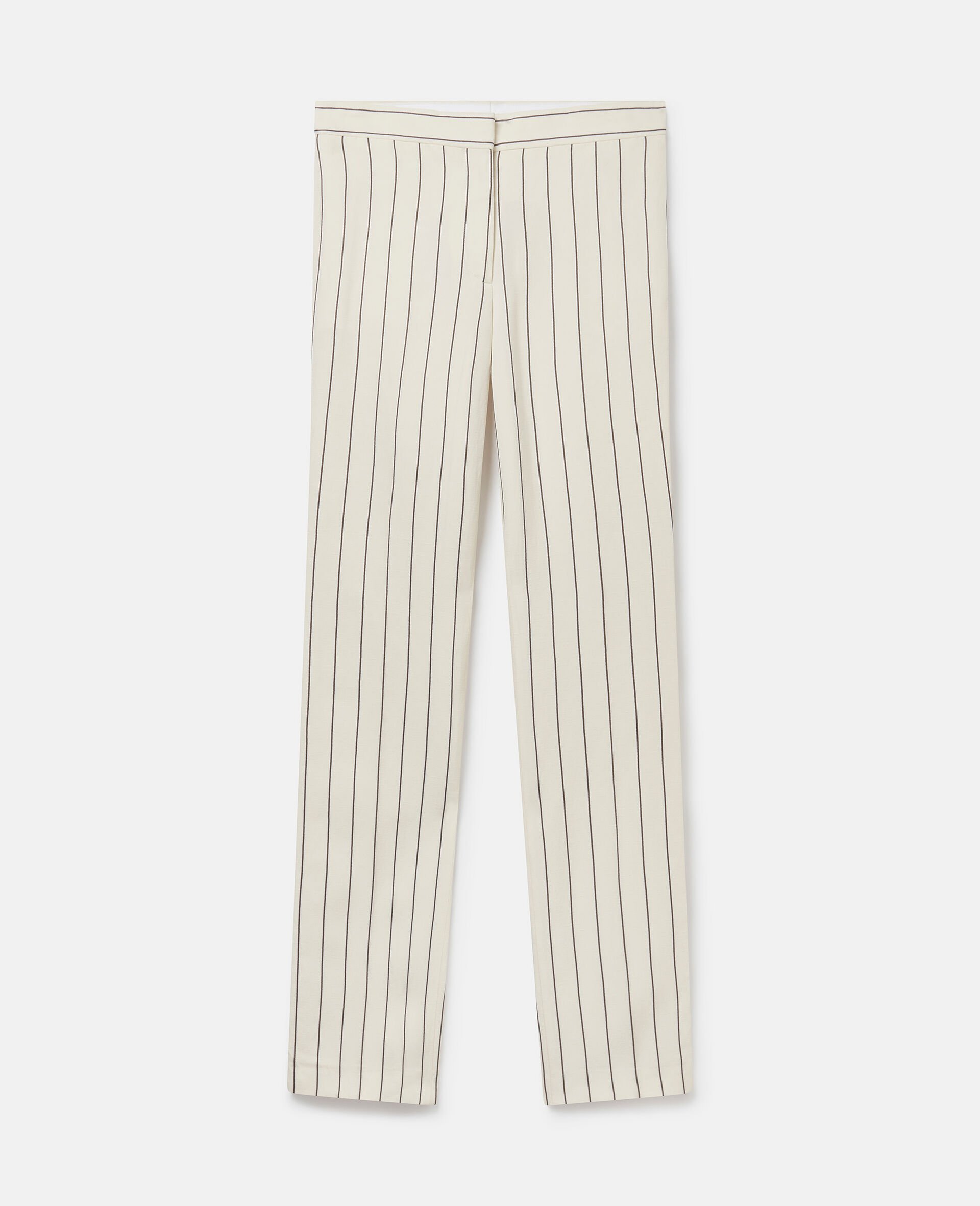 Striped Mid-Rise Straight-Leg Trousers-White-medium