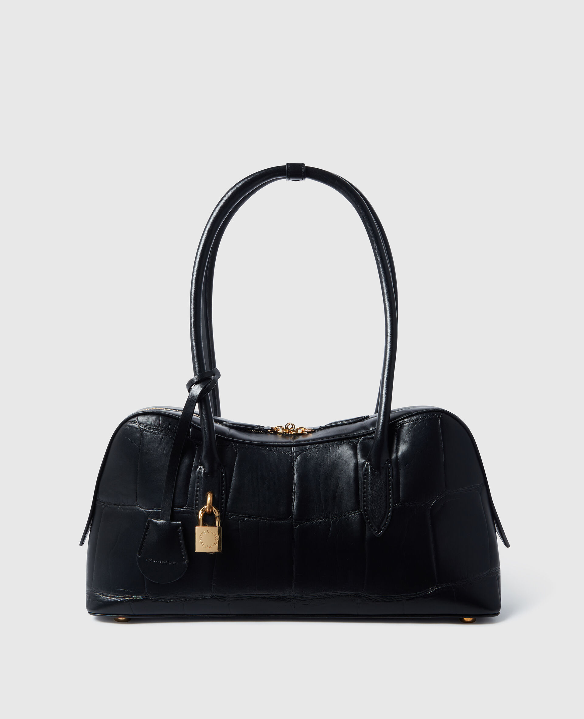 Ryder Crocodile-Embossed Shoulder Bag-Black-large image number 0