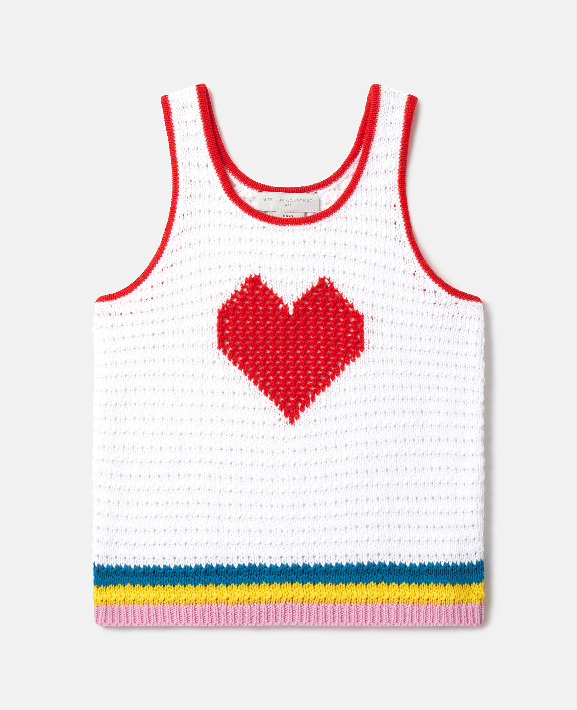 Heart Crocheted Tank Top-White-medium
