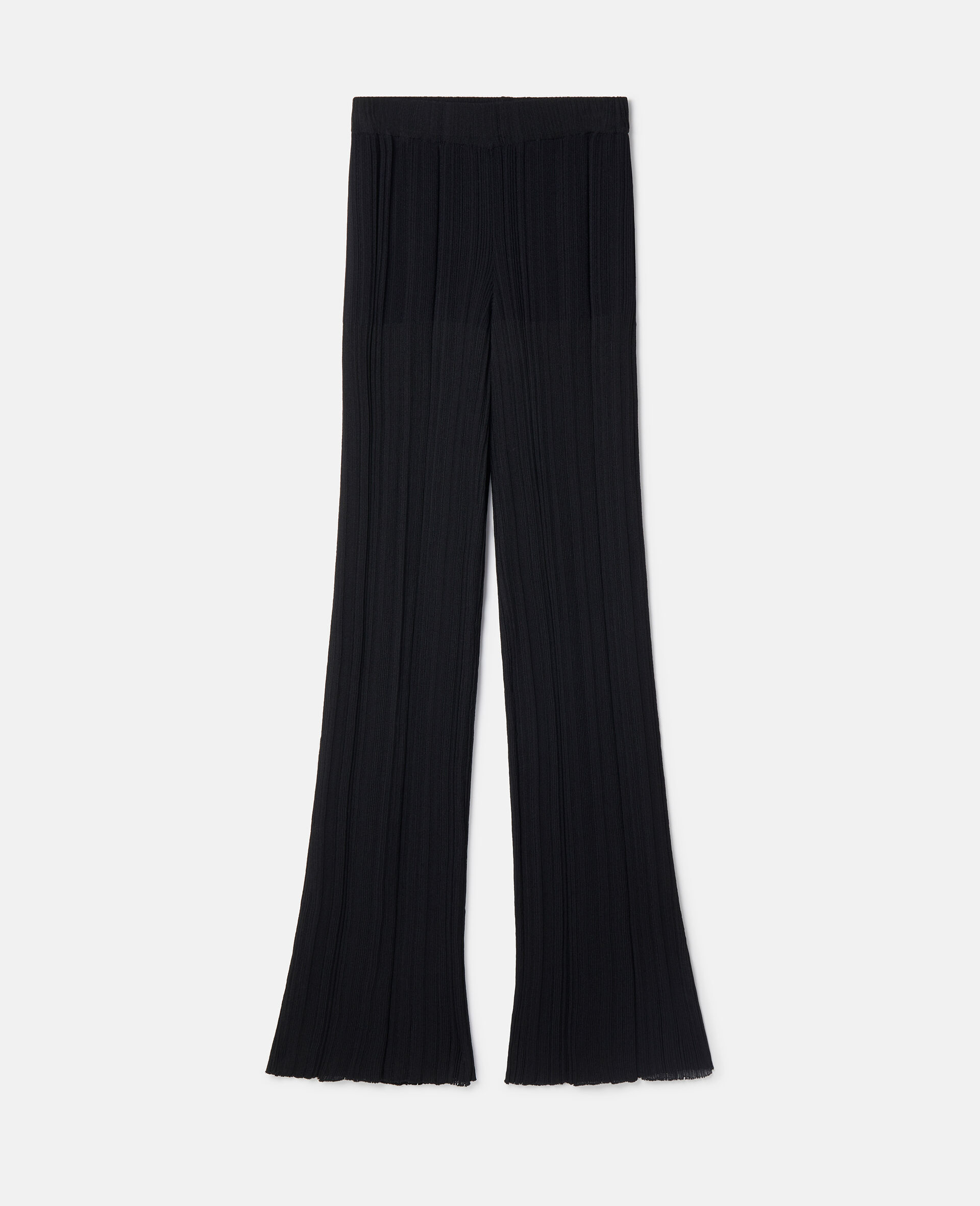 Plisse Pleat Knit Trousers-Black-medium
