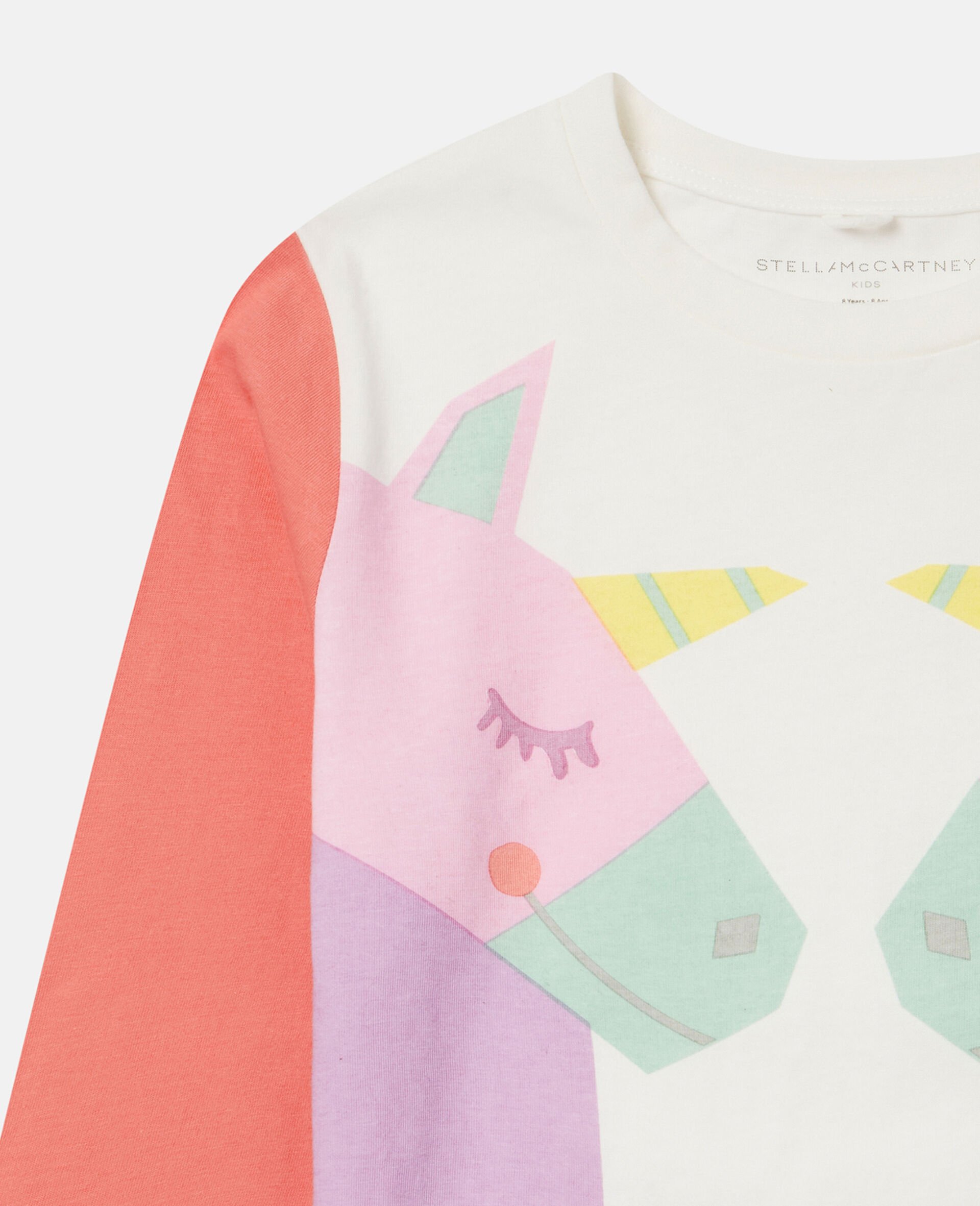 Shirt mit Regenbogen Einhorn Print-Rot-large Shirt mit Regenbogen Einhorn Print-Rot-large image number 1