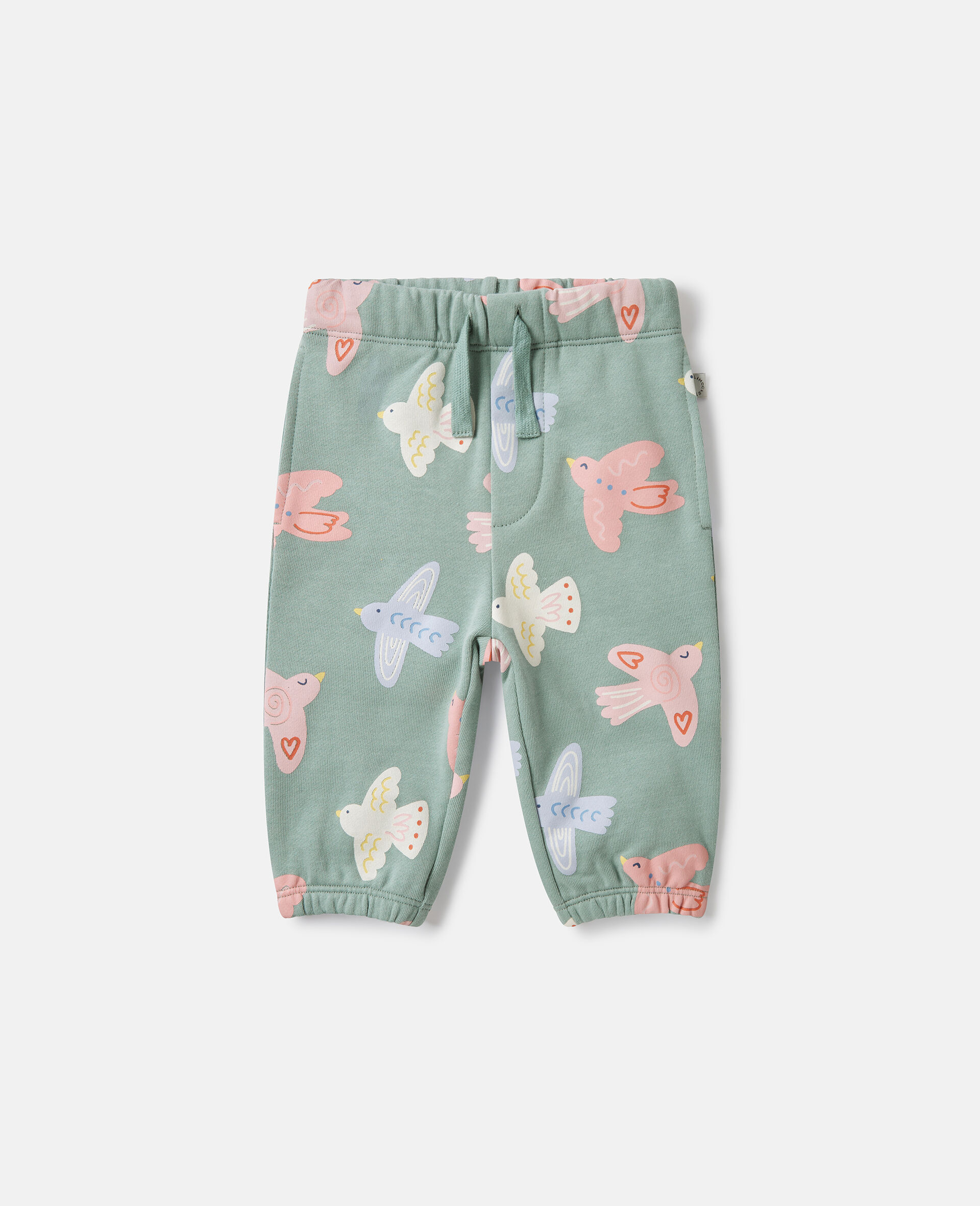 Dove Print Drawstring Joggers-Grey-medium