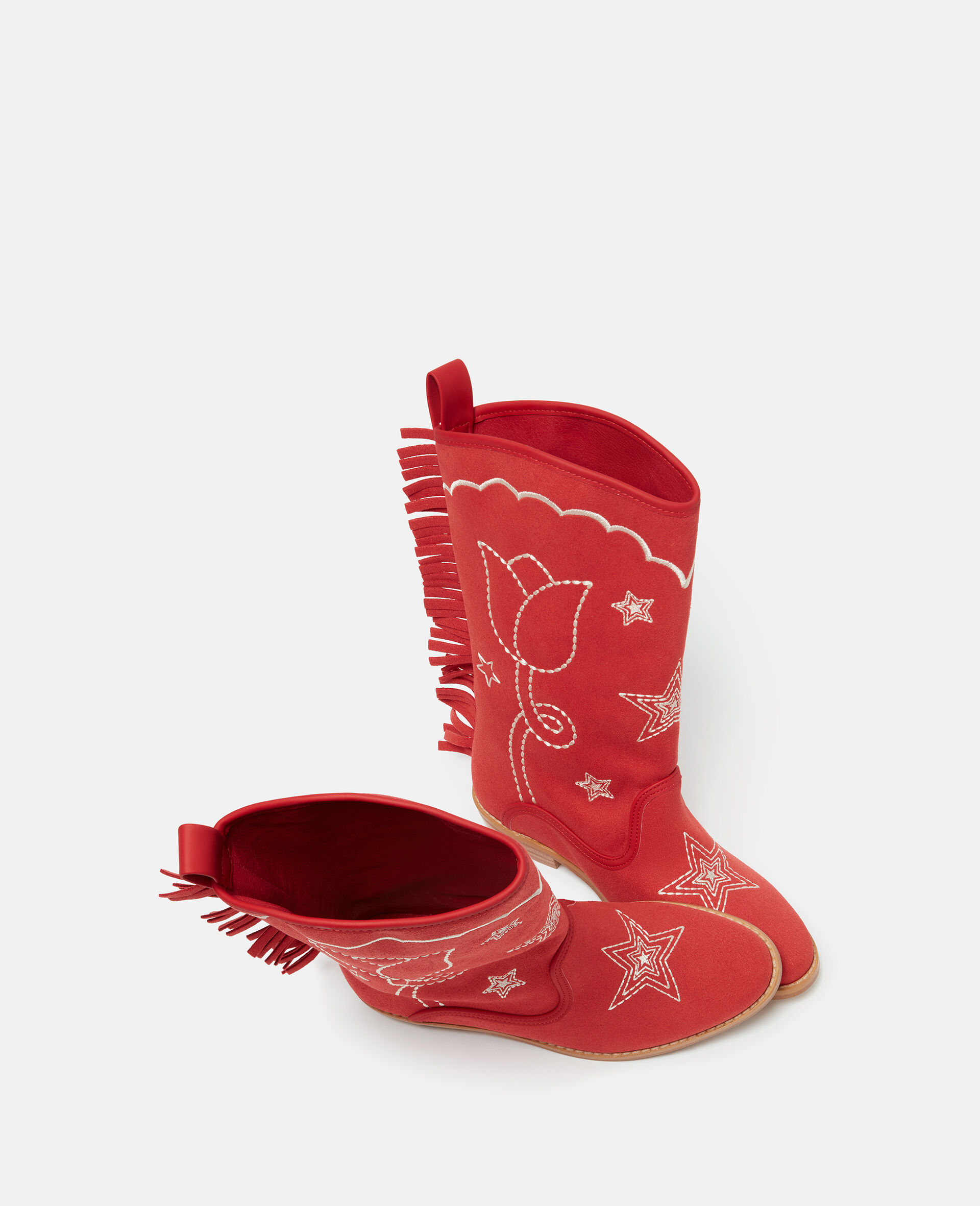 Star Motif Western Boots-Red-large image number 3
