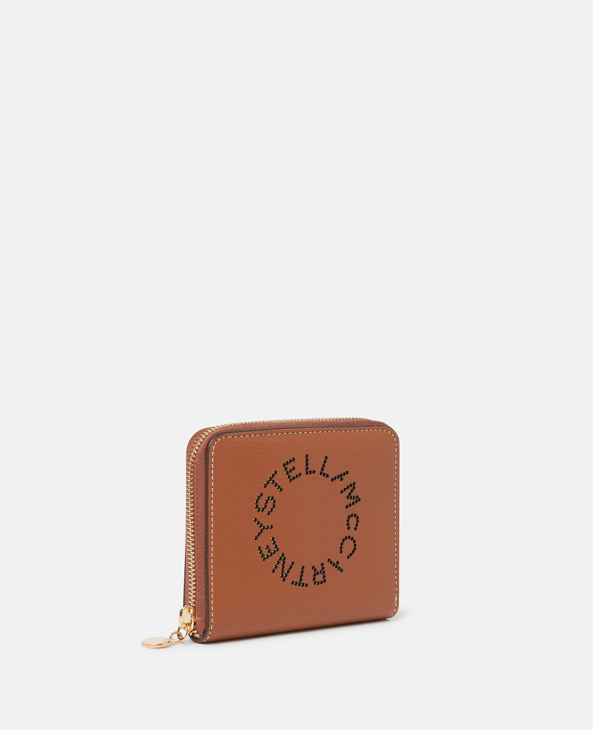 Stella Logo Grainy Studded Zip Mini Wallet-Brown-large image number 1