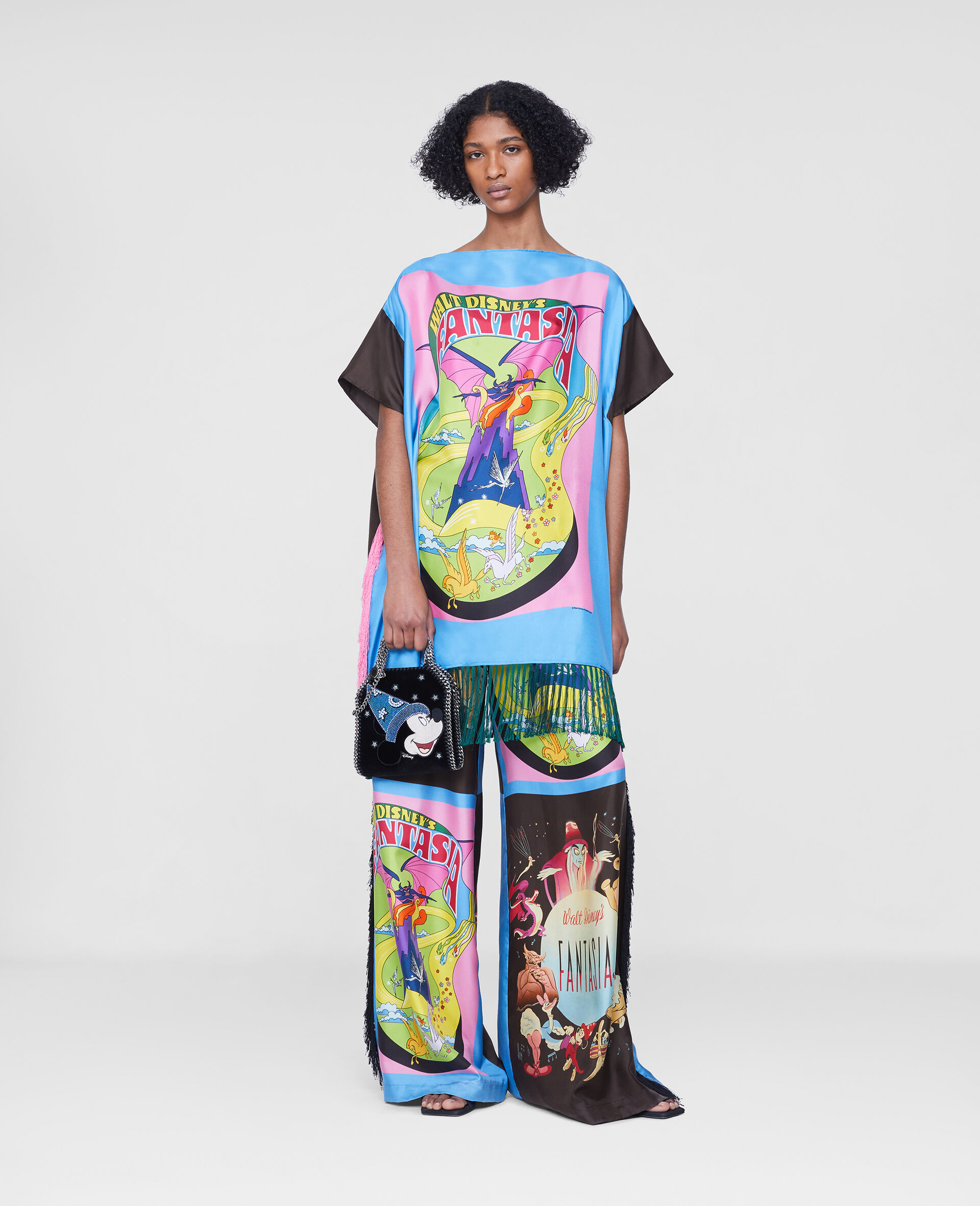 Fantasia Poster Print Fringe Silk T-Shirt Dress-Multicolour-large image number 1