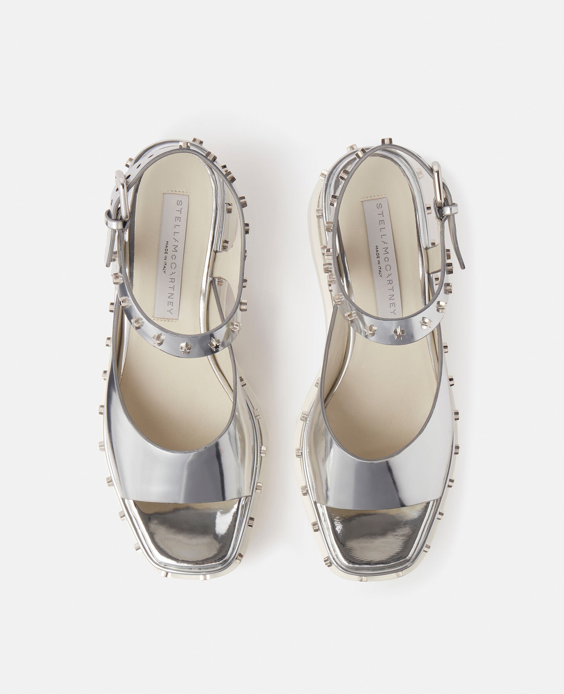 Elyse Star Stud Mirrored Platform Sandals-Grey-large image number 3