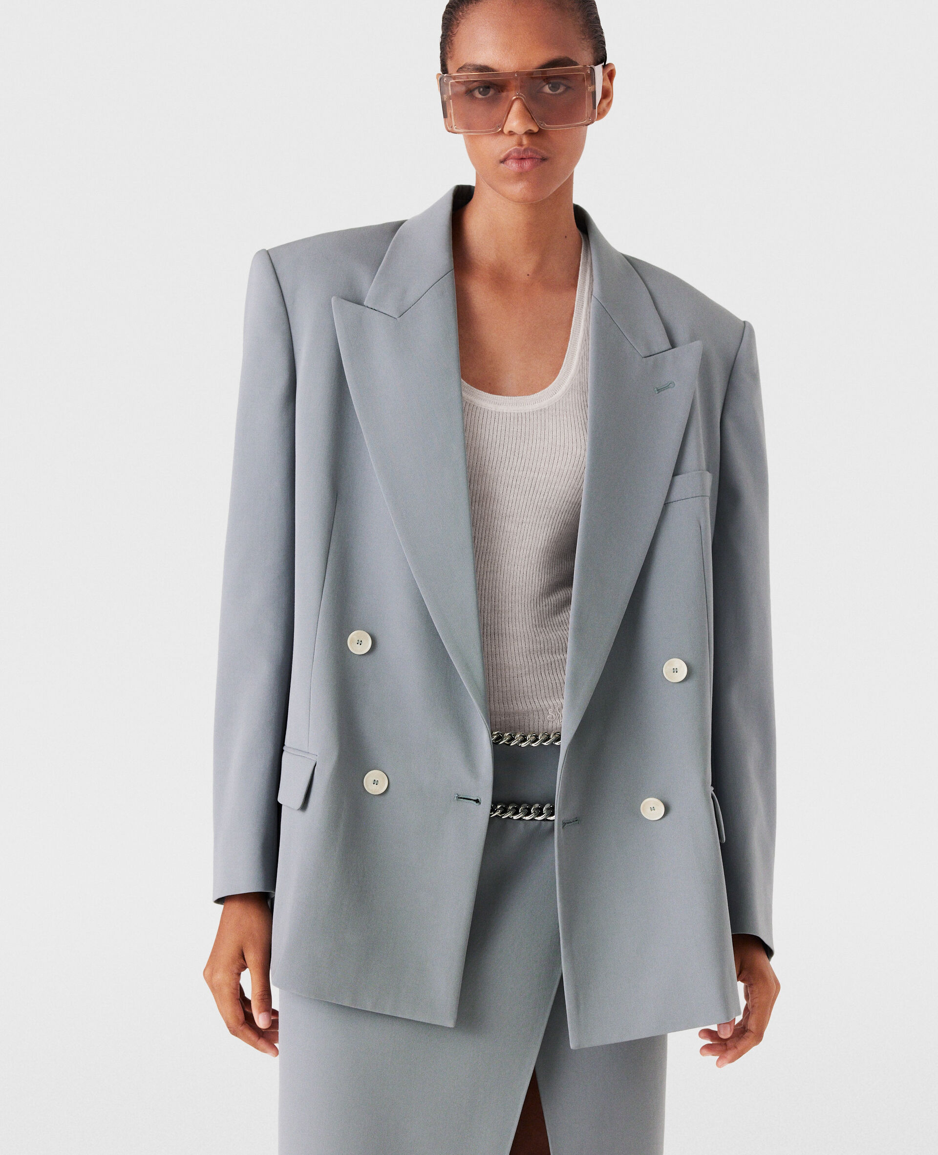 Blazer croise oversize-Gris-large image number 4