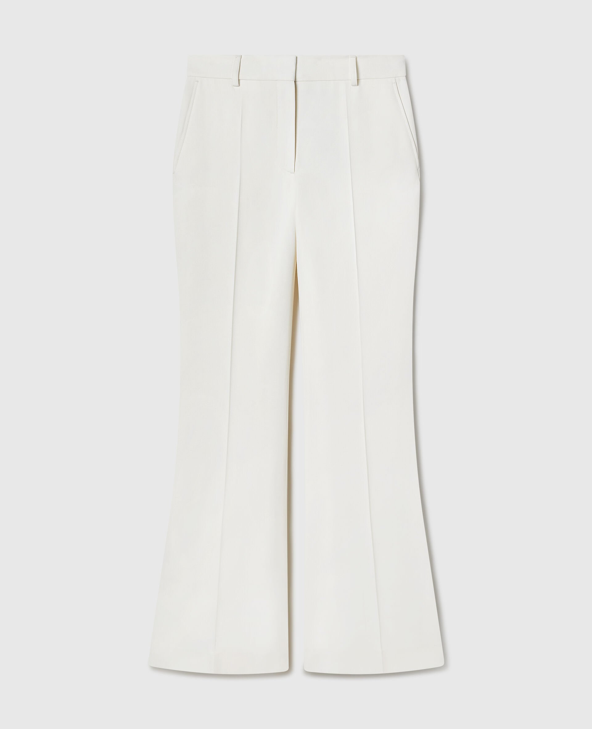 High-Rise Bootcut Wool Trousers-White-medium
