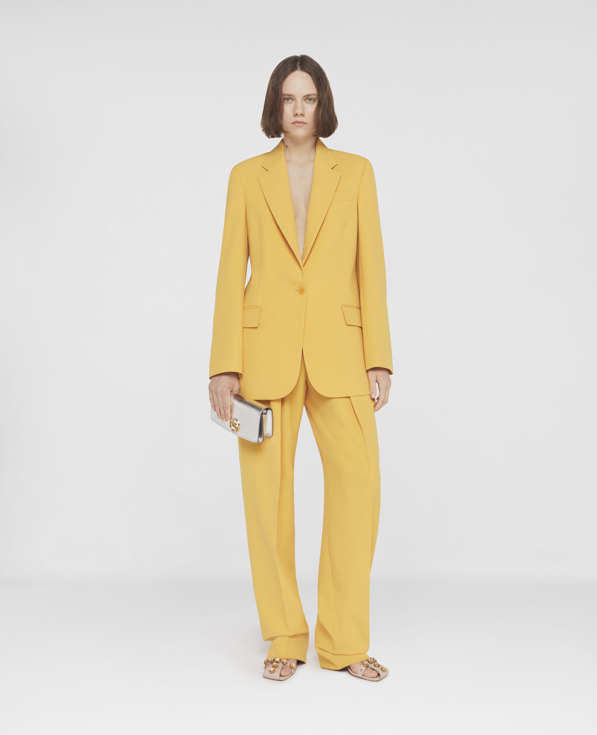 Wool Twill Single-Breasted Blazer-Yellow-large image number 1