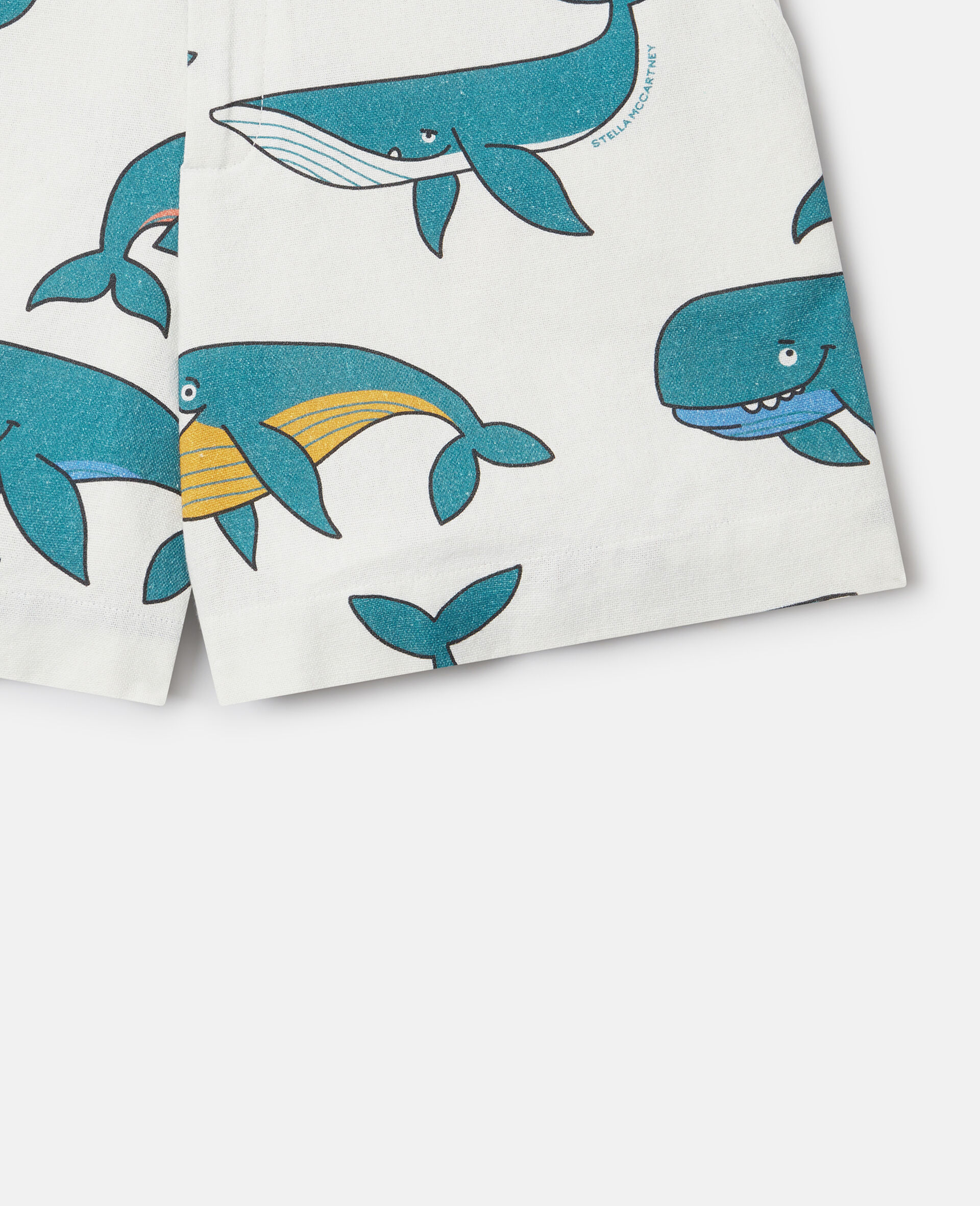 Whale Print Canvas Shorts-White-large image number 3