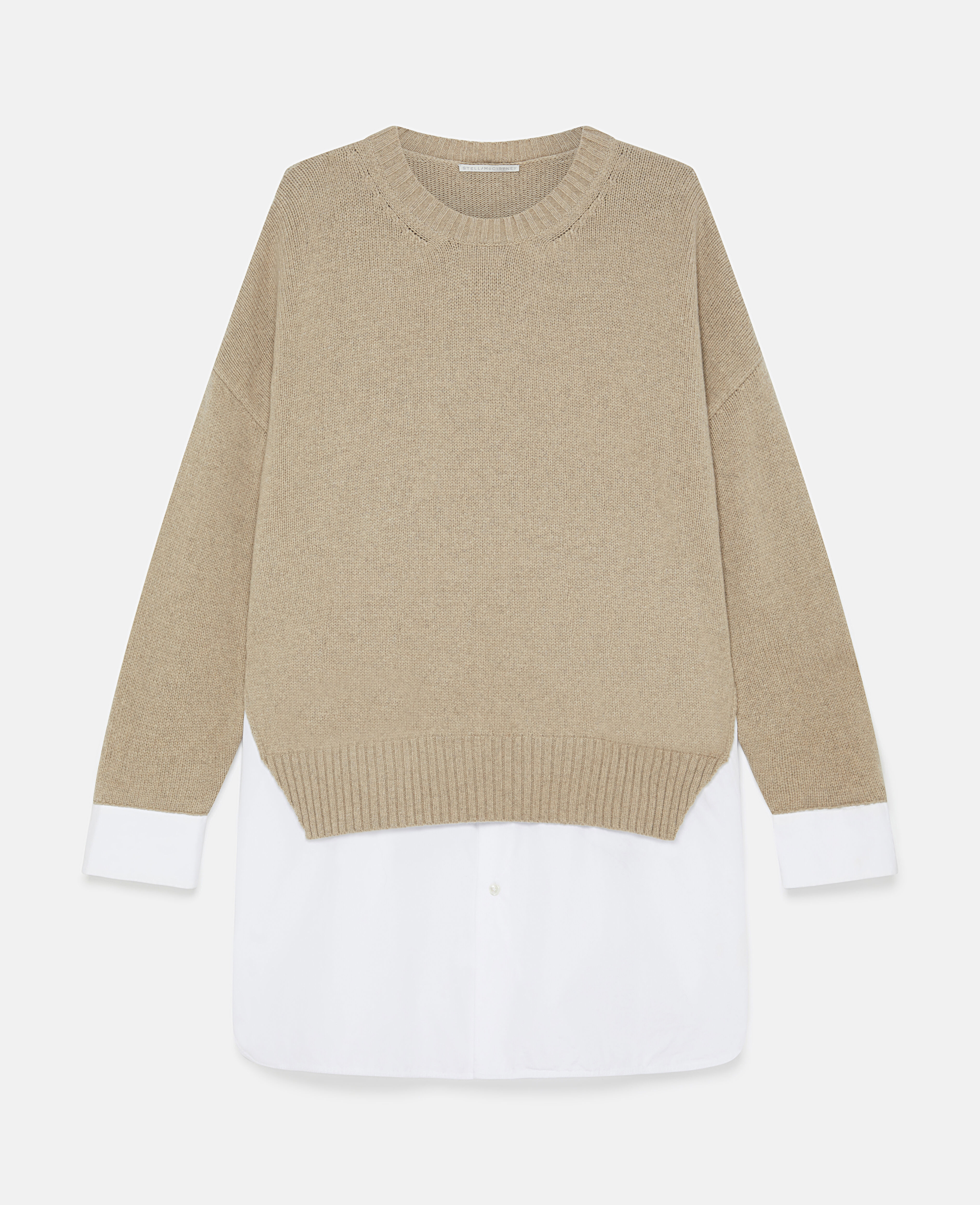 Women Sandy beige Shirting Details Long Sleeve Jumper