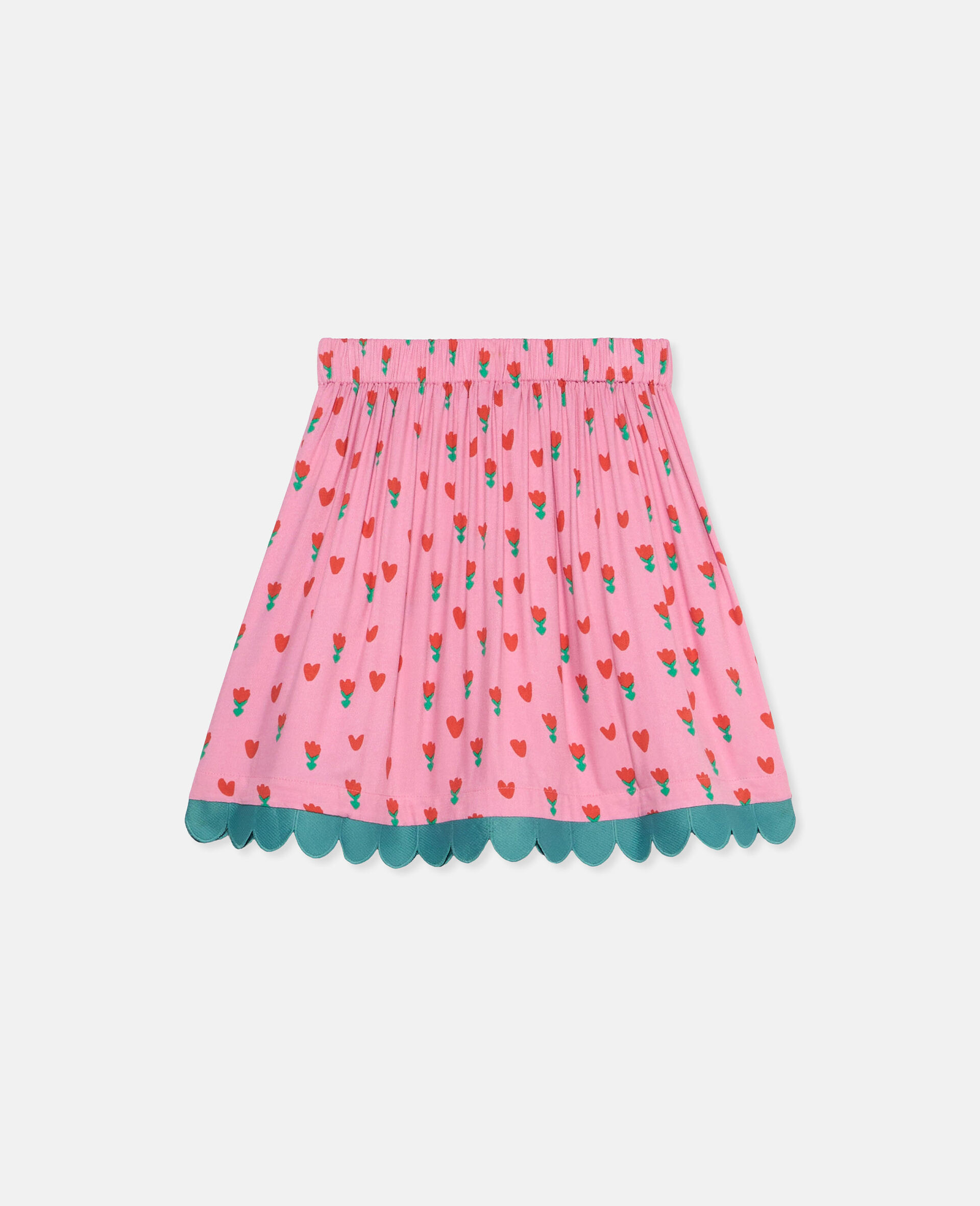 Tulip Print Skater Skirt-Pink-large image number 1