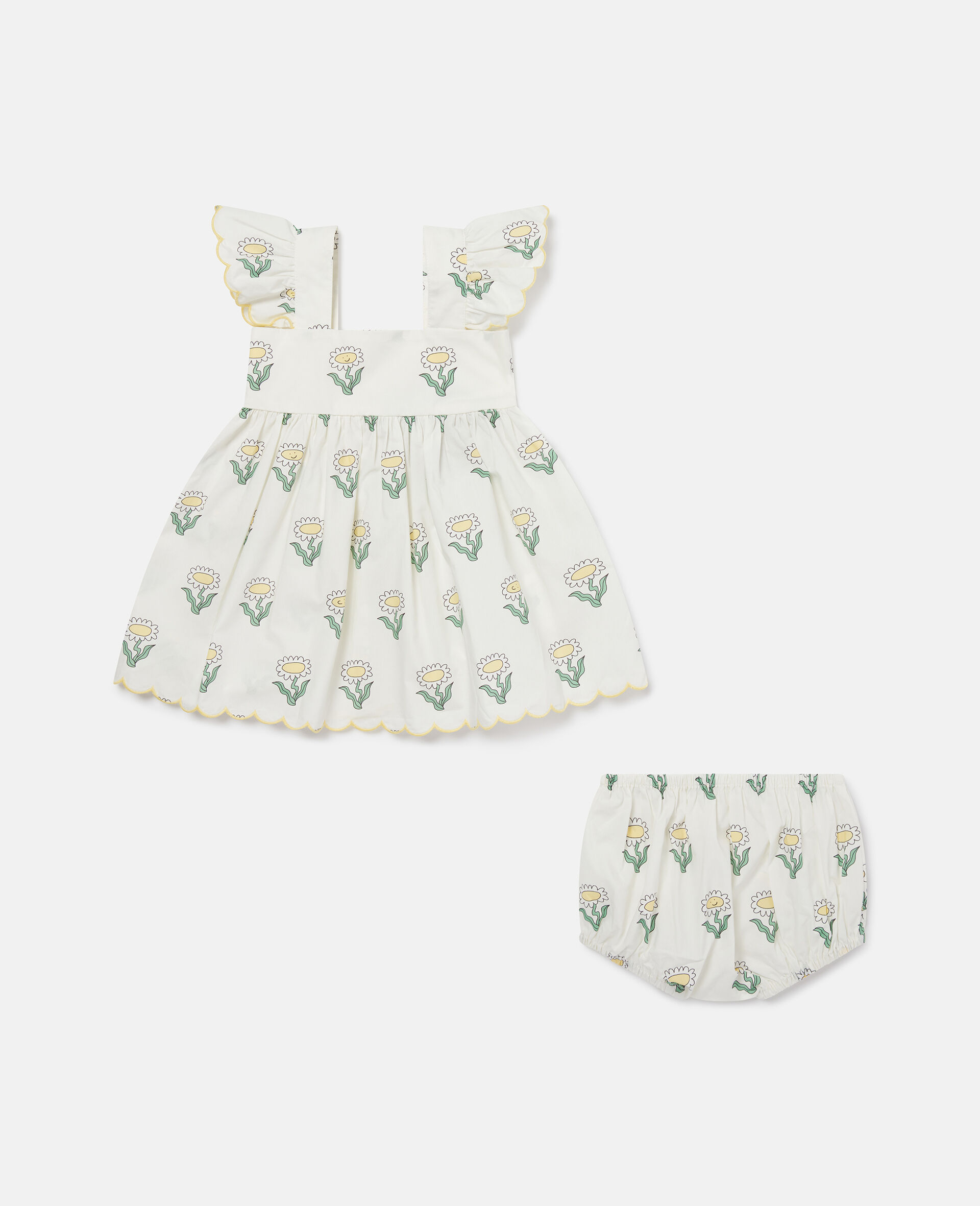 Daisies Sleeveless Dress and Bloomers Set-Cream-large image number 0