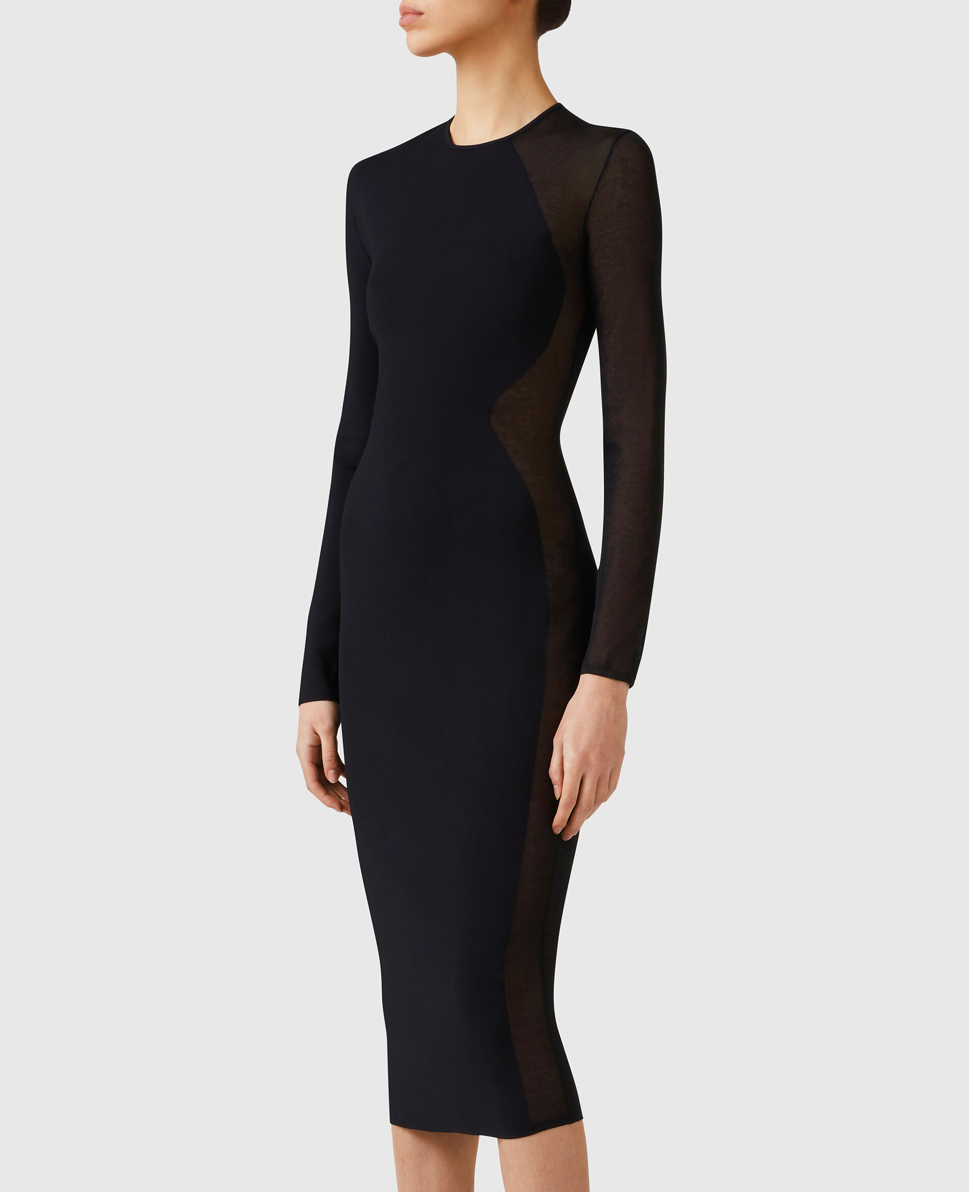 Miracle Long-Sleeve Compact-Knit Dress-Black-large image number 4