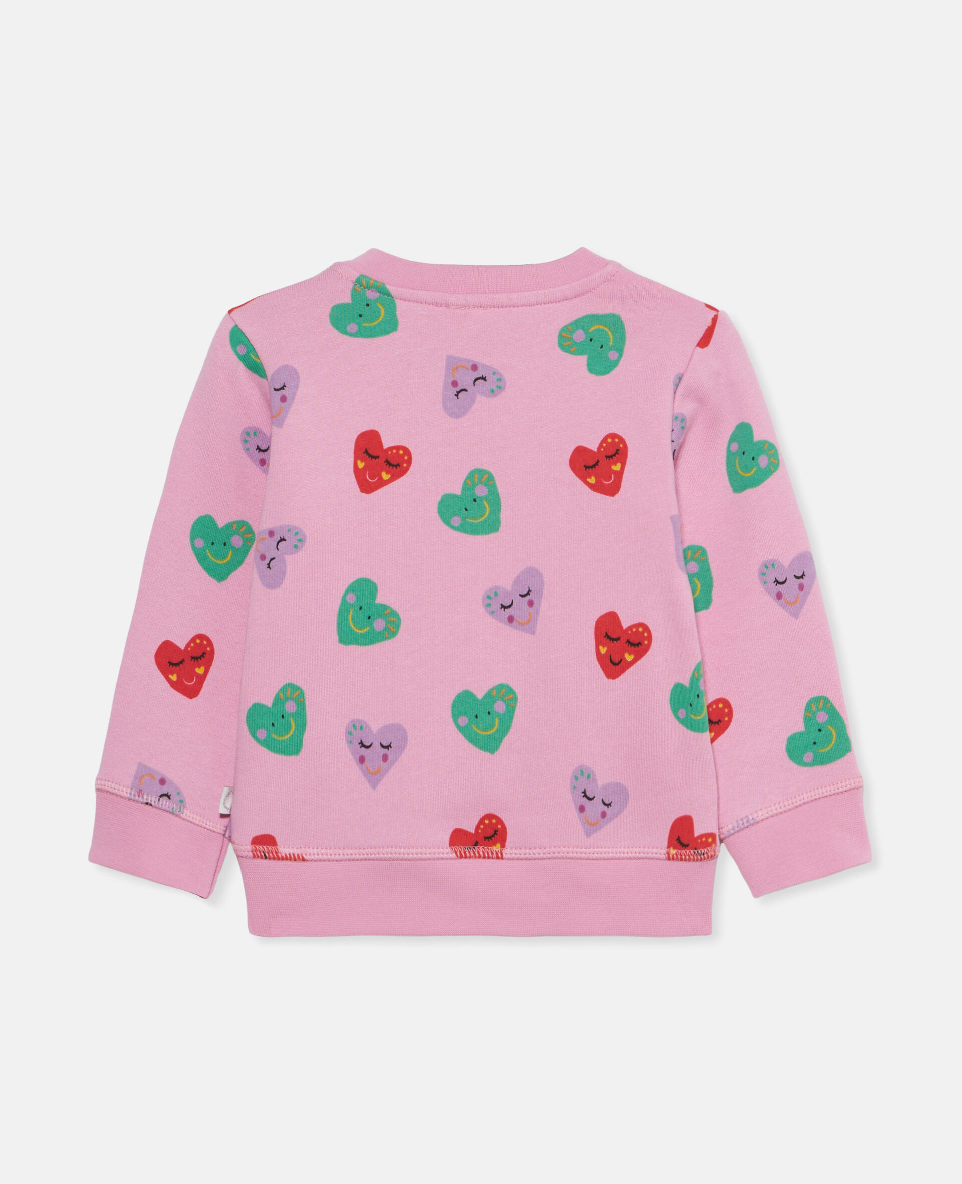 Smiley Heart Print Jumper-Pink-large Smiley Heart Print Jumper-Pink-large image number 1