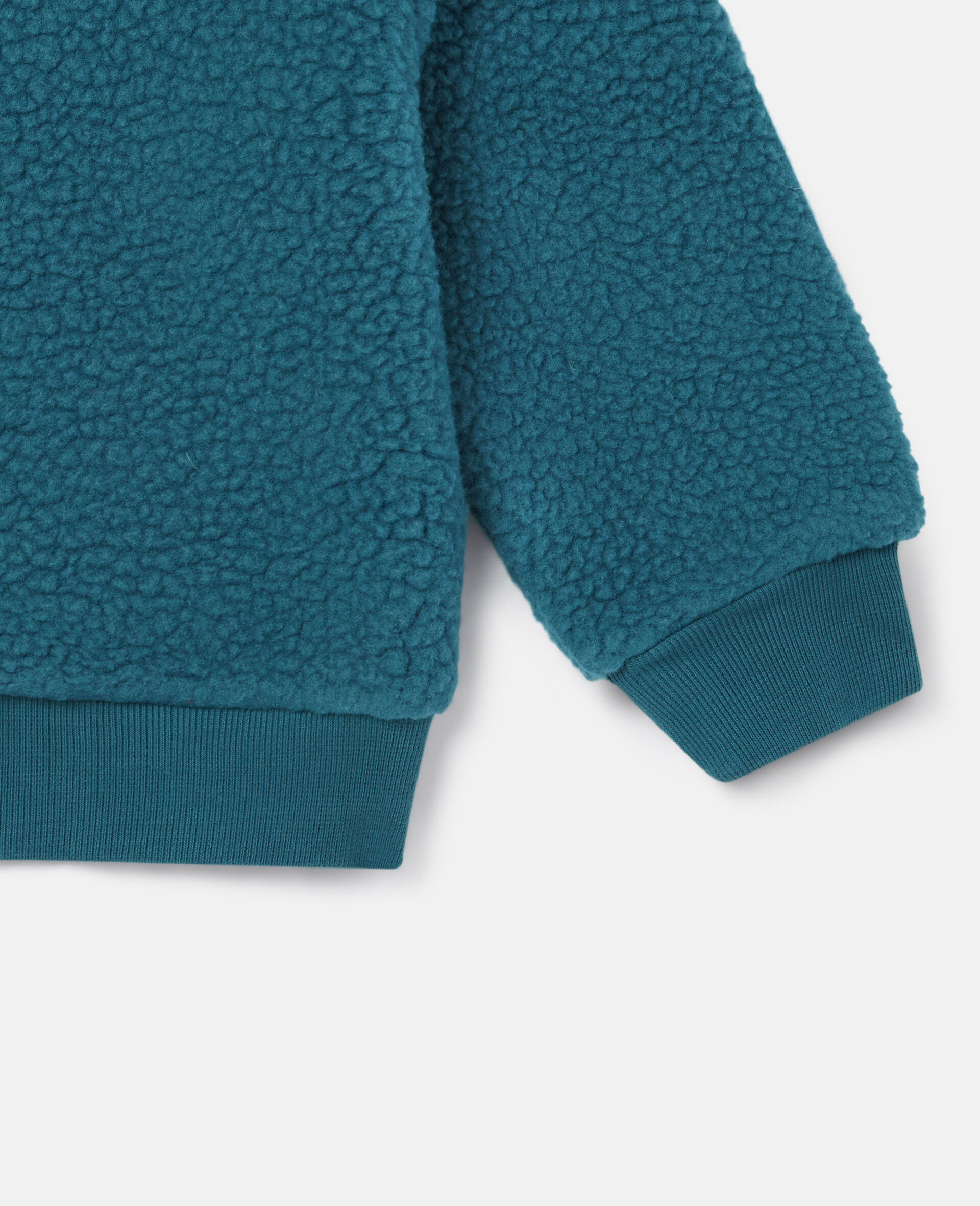 Teddy Fleece Embroidered Fox Sweatshirt-Blue-large image number 2