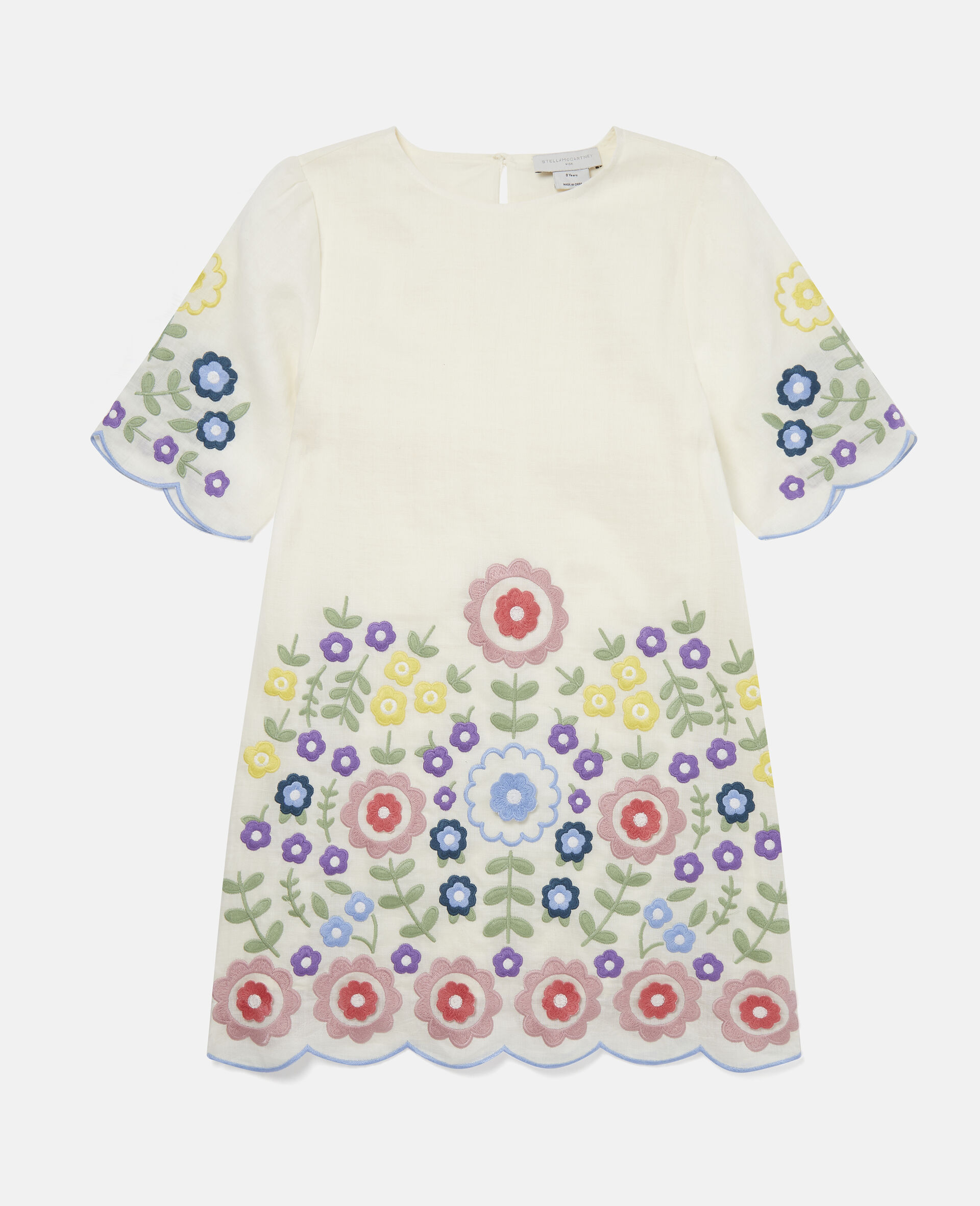 Flower Embroidered Dress-White-large image number 0