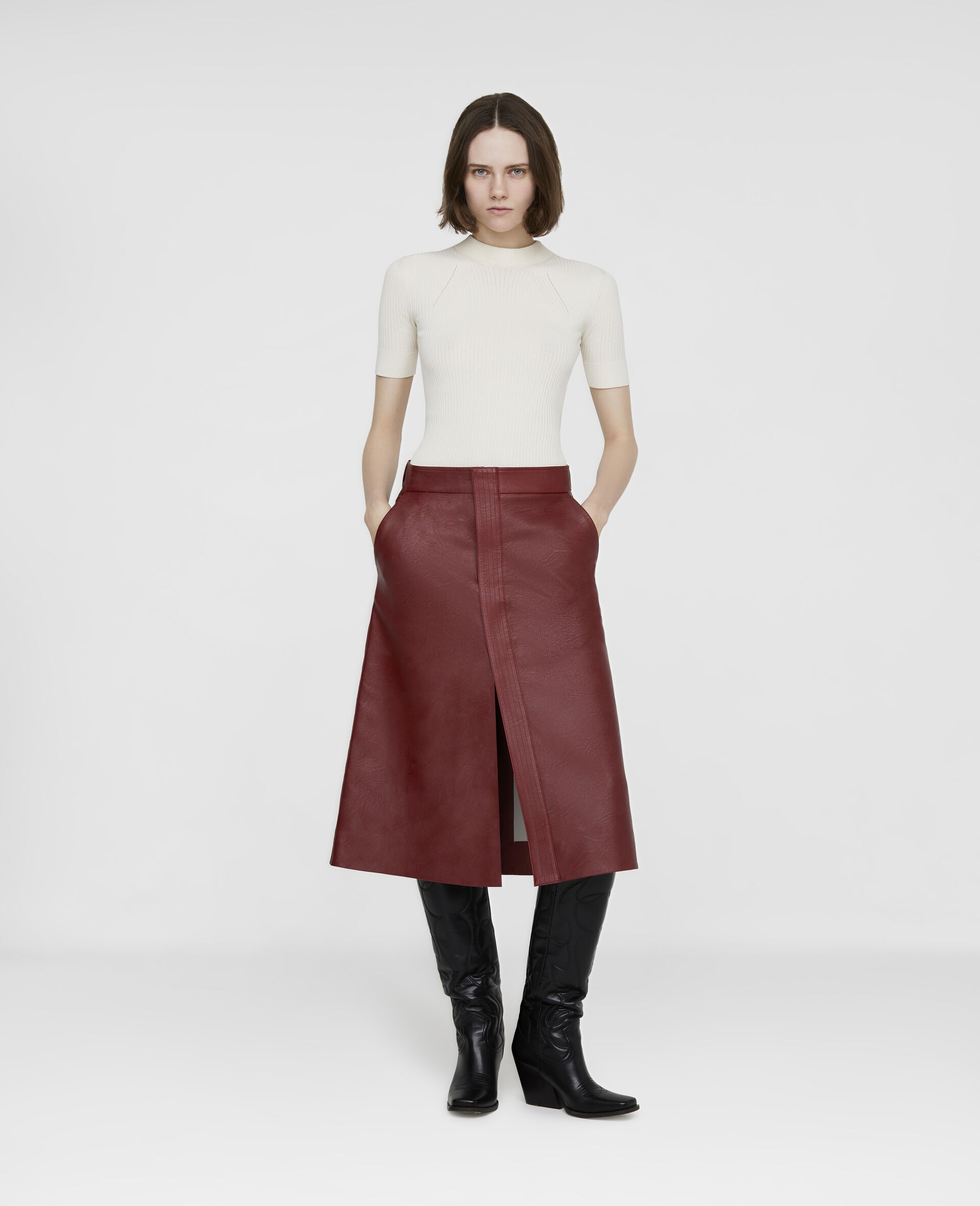 Alter Mat Midi Skirt-Beige-large image number 1