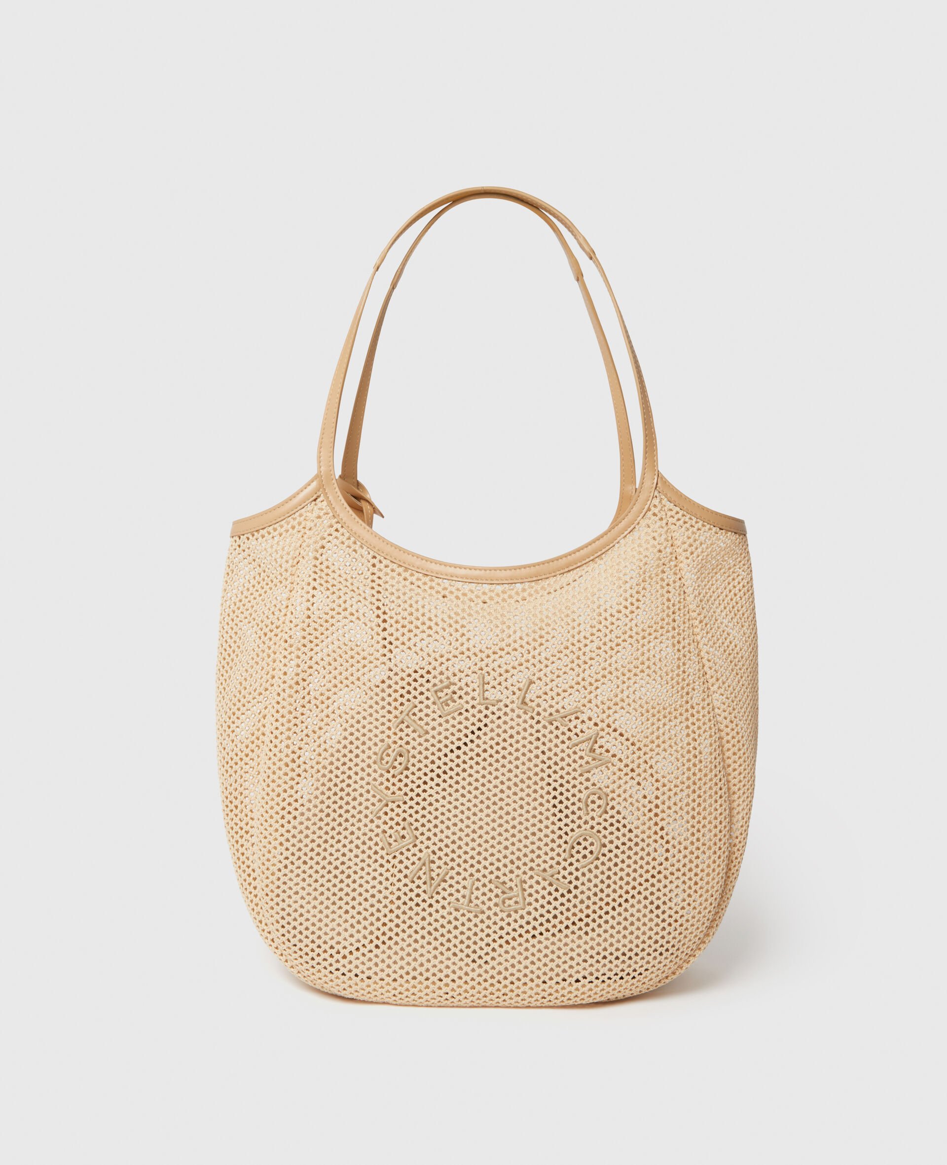 Logo Mesh Hobo Bag-Beige-medium