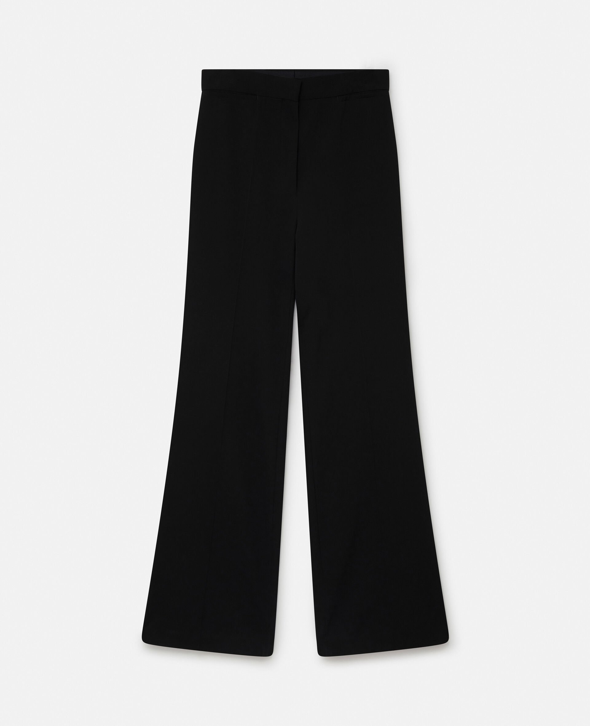 Wool Flannel Tailored Trousers-Black-medium