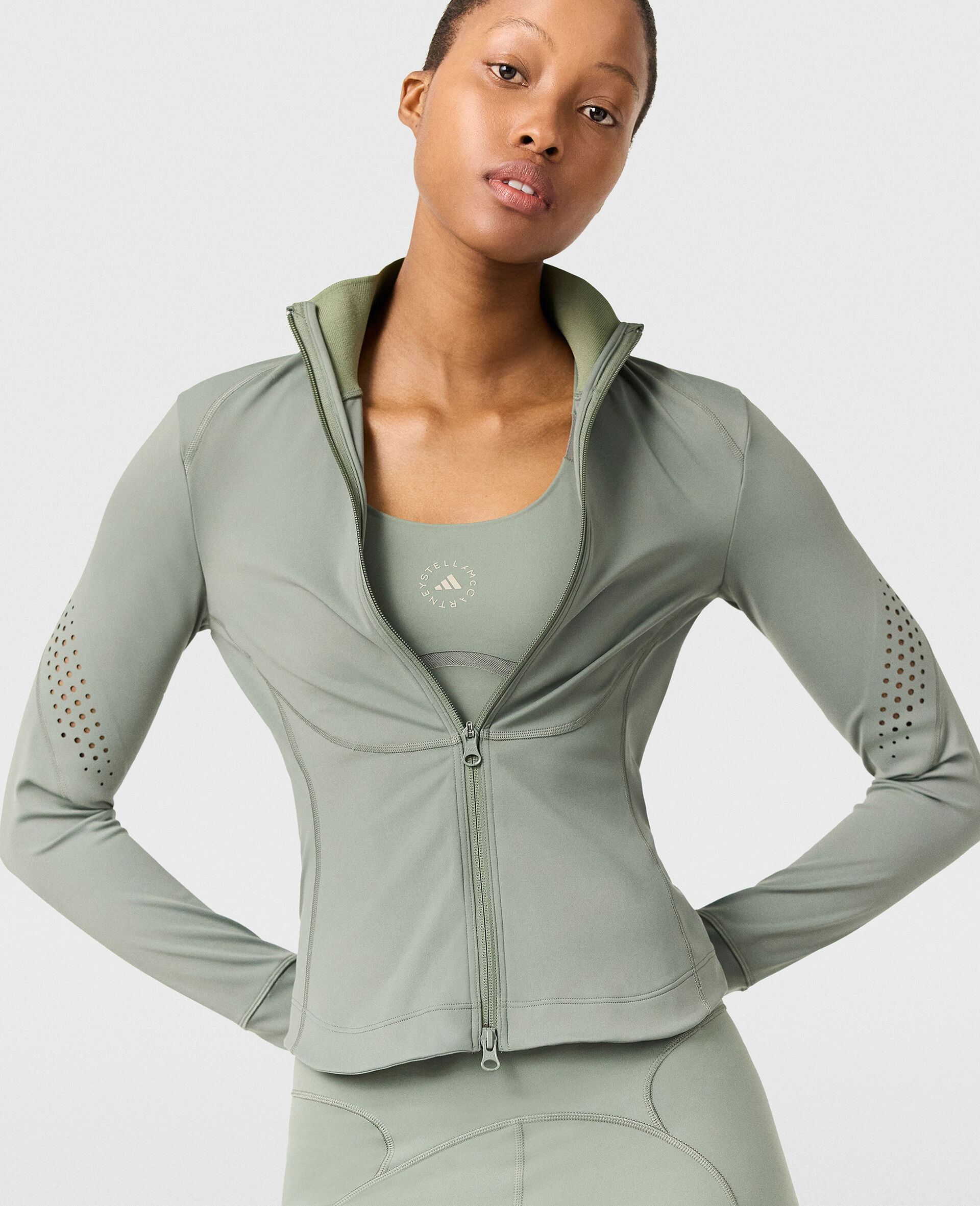 Langärmeliges TruePurpose Trainings-Midlayer-Grün-medium