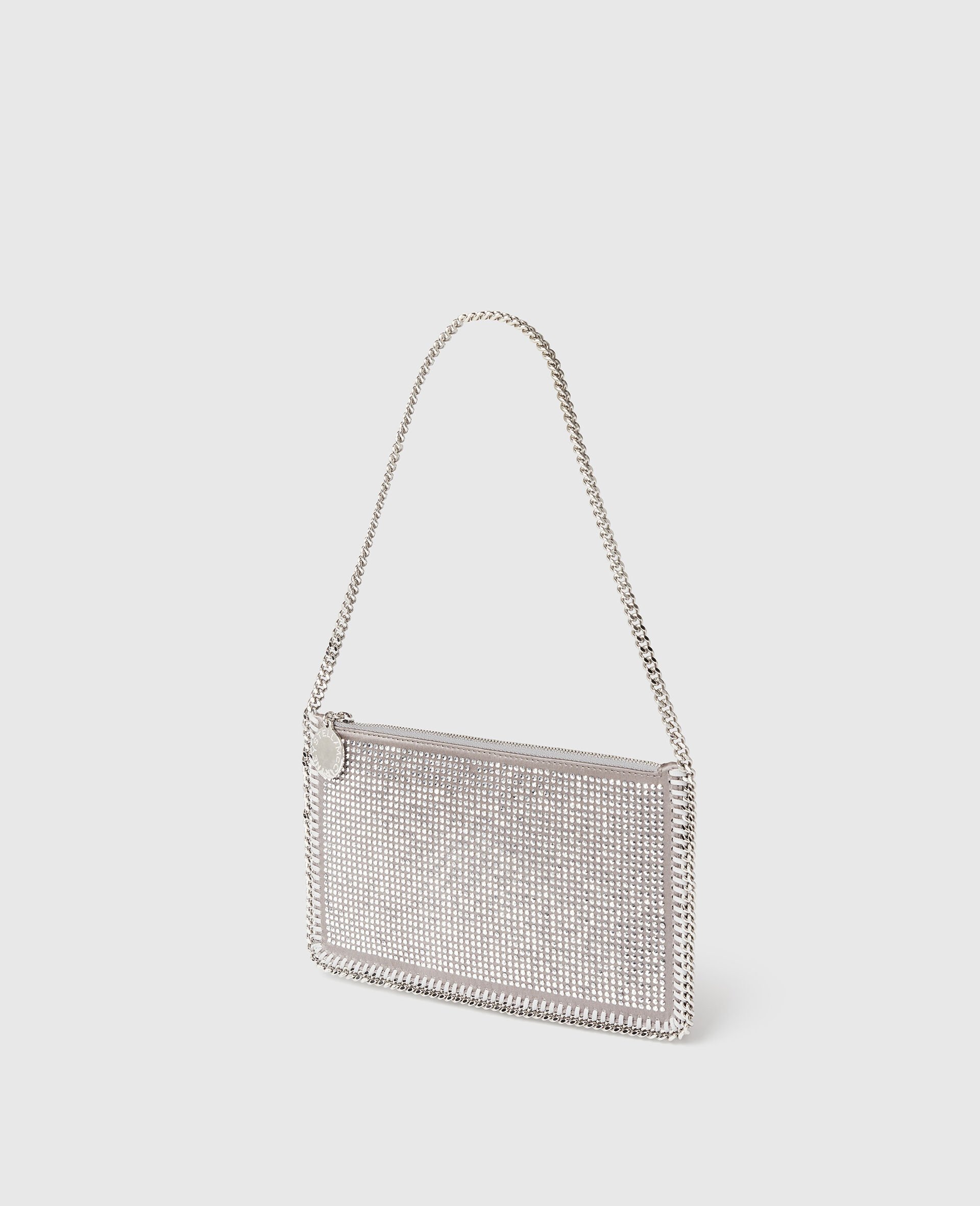 Falabella Crystal Pochette Shoulder Bag-Silver-medium Falabella Crystal Pochette Shoulder Bag-Silver-medium