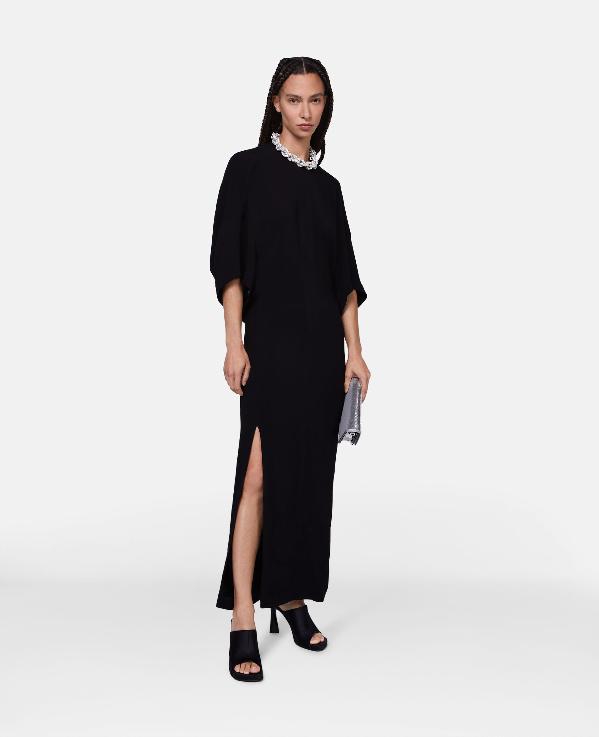 Falabella水晶链条超长半身裙-黑色-model