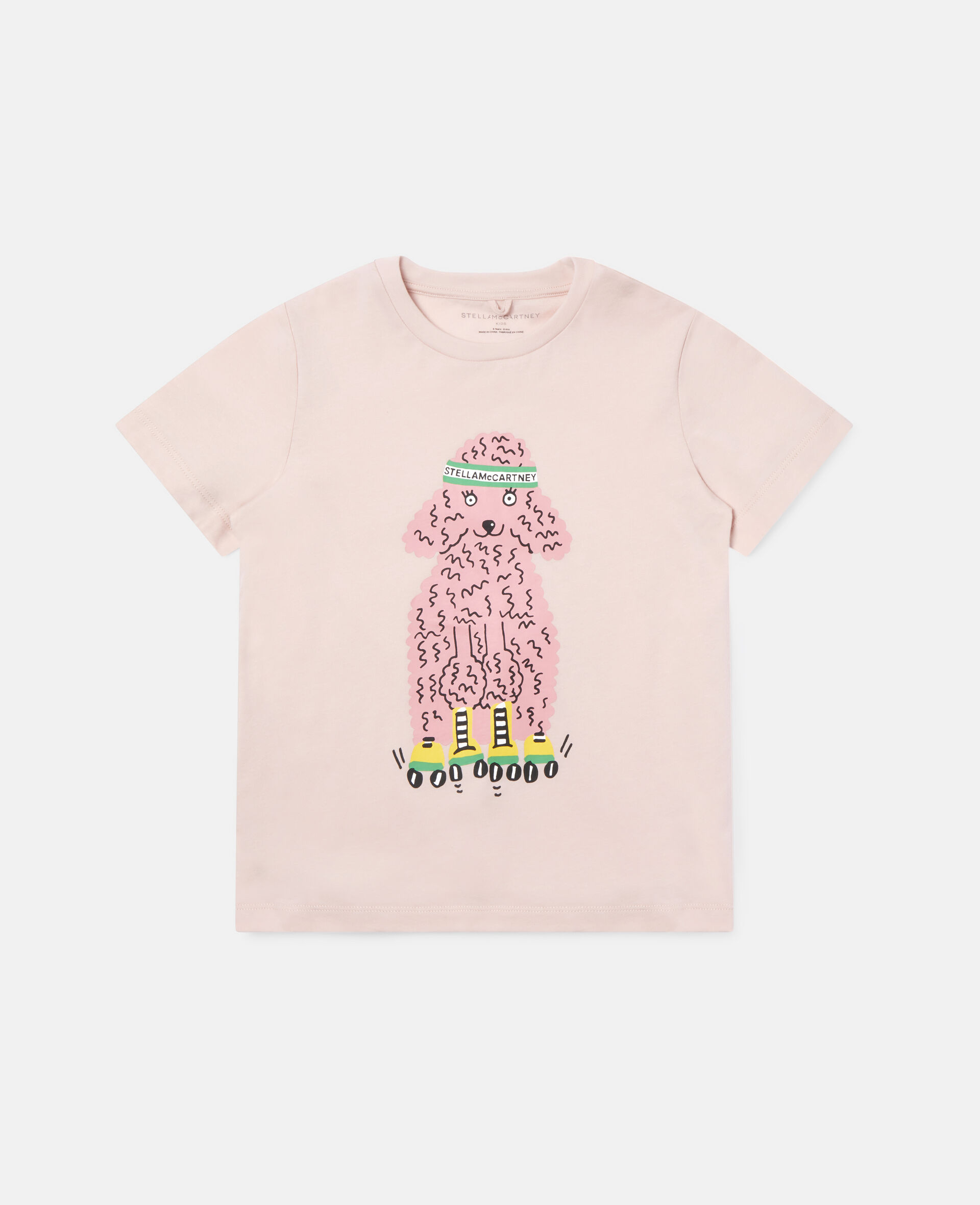 Skating Poodle Cotton T-shirt-Pink-large