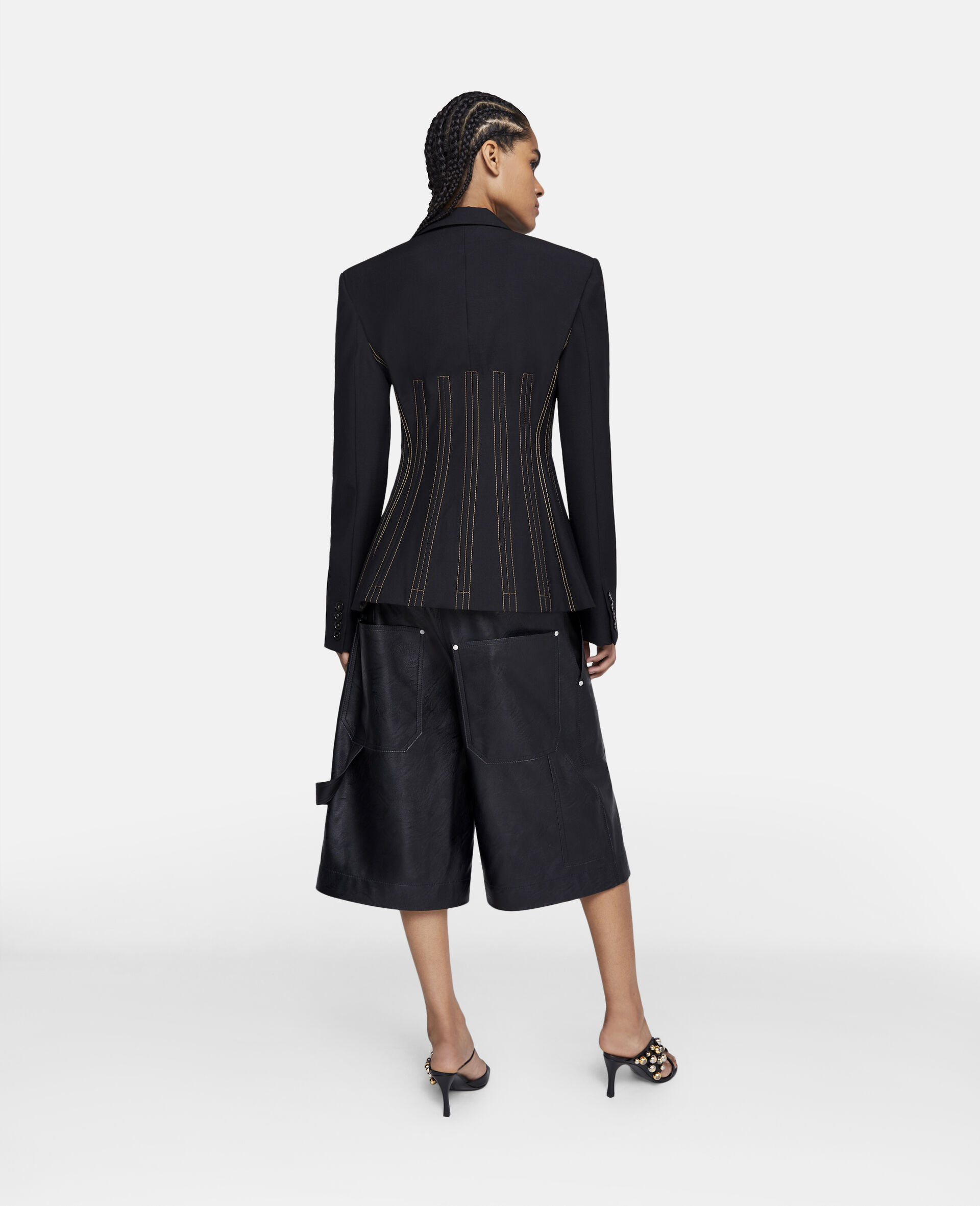 Contrast Stitch Corset Blazer-Black-large image number 2