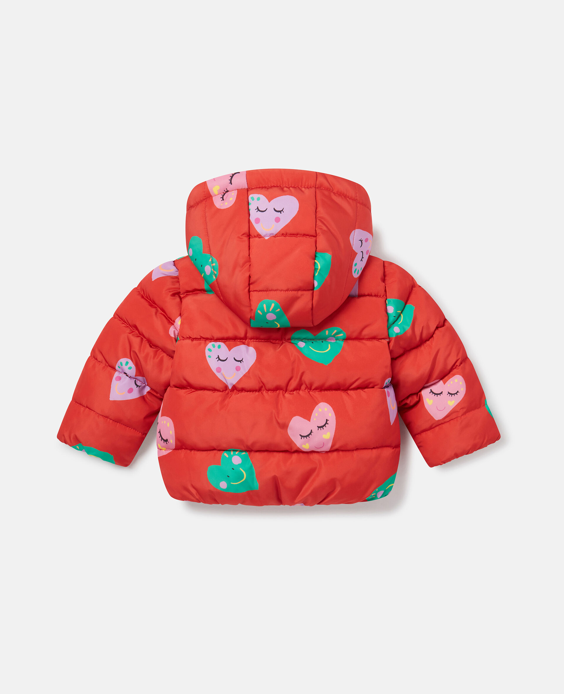 Smiling Heart Print Puffer Coat-Multicolour-large image number 2