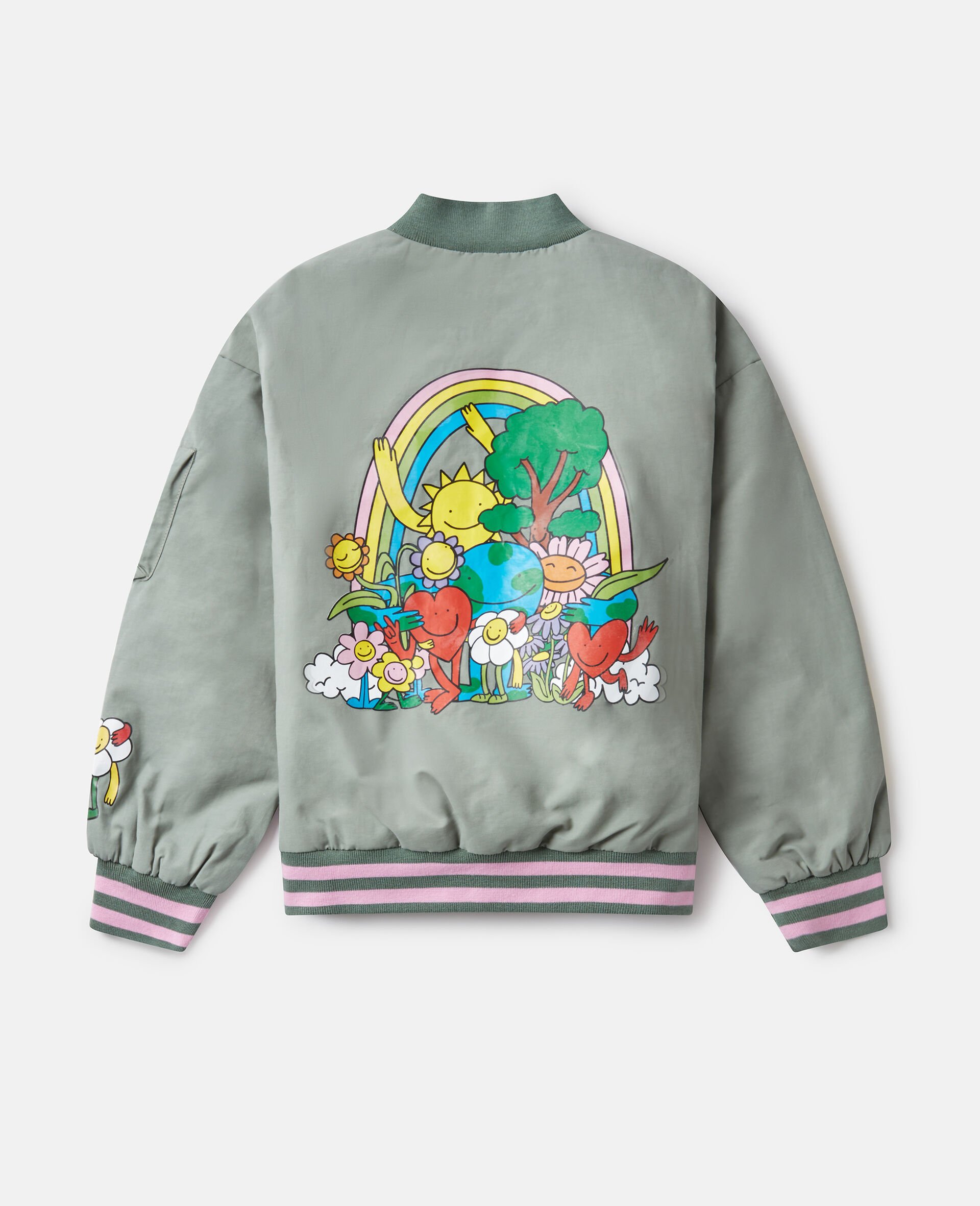 Earth Friends Graphic Bomber Jacket-Green-large Earth Friends Graphic Bomber Jacket-Green-large image number 2