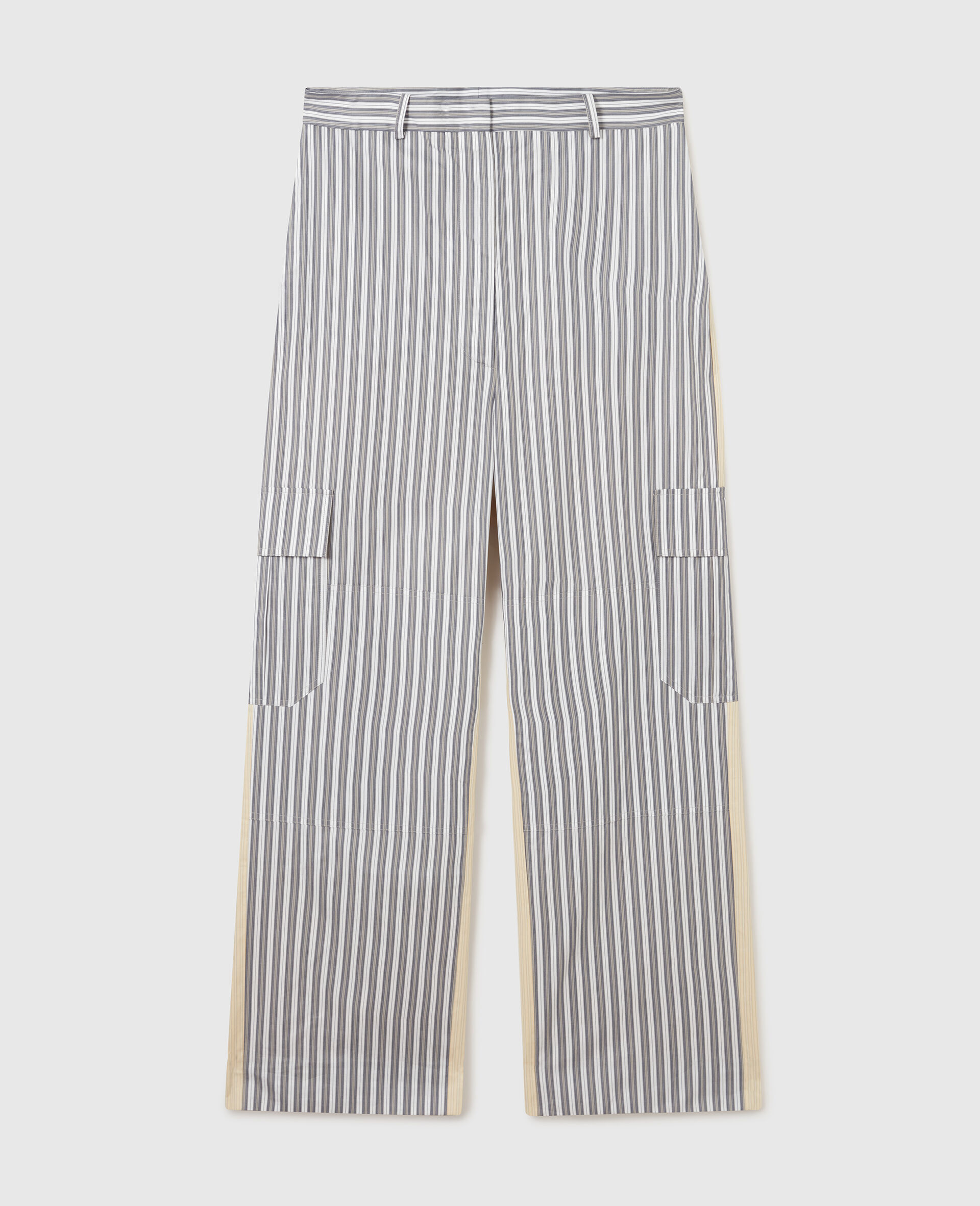 オーバーサイズ ミックスストライプ カーゴパンツ-グレー-medium