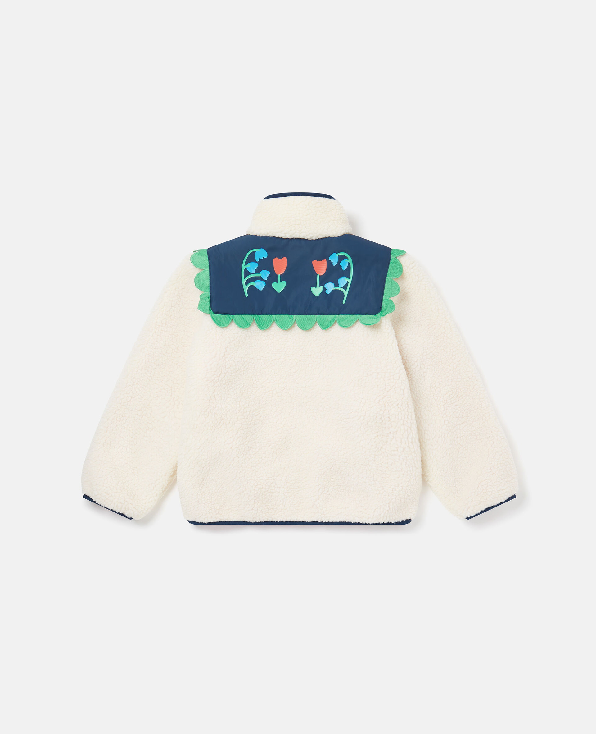 Folk Flower Embroidery Fleece Jacket-Cream-large image number 2