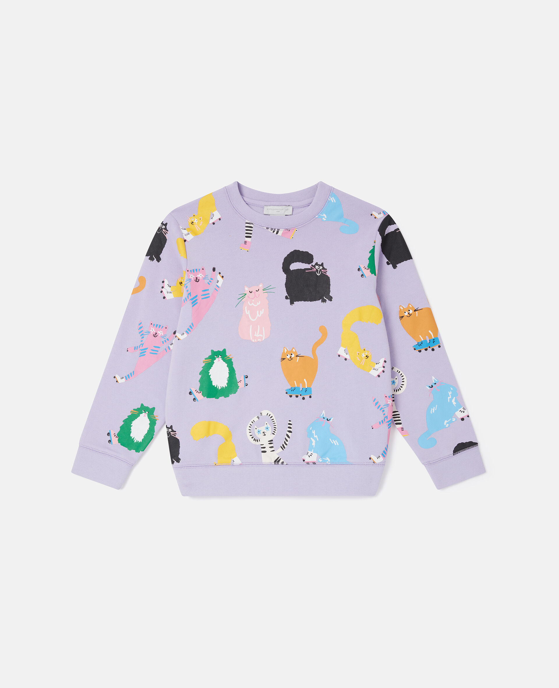 Cats Print Sweatshirt-Purple-medium