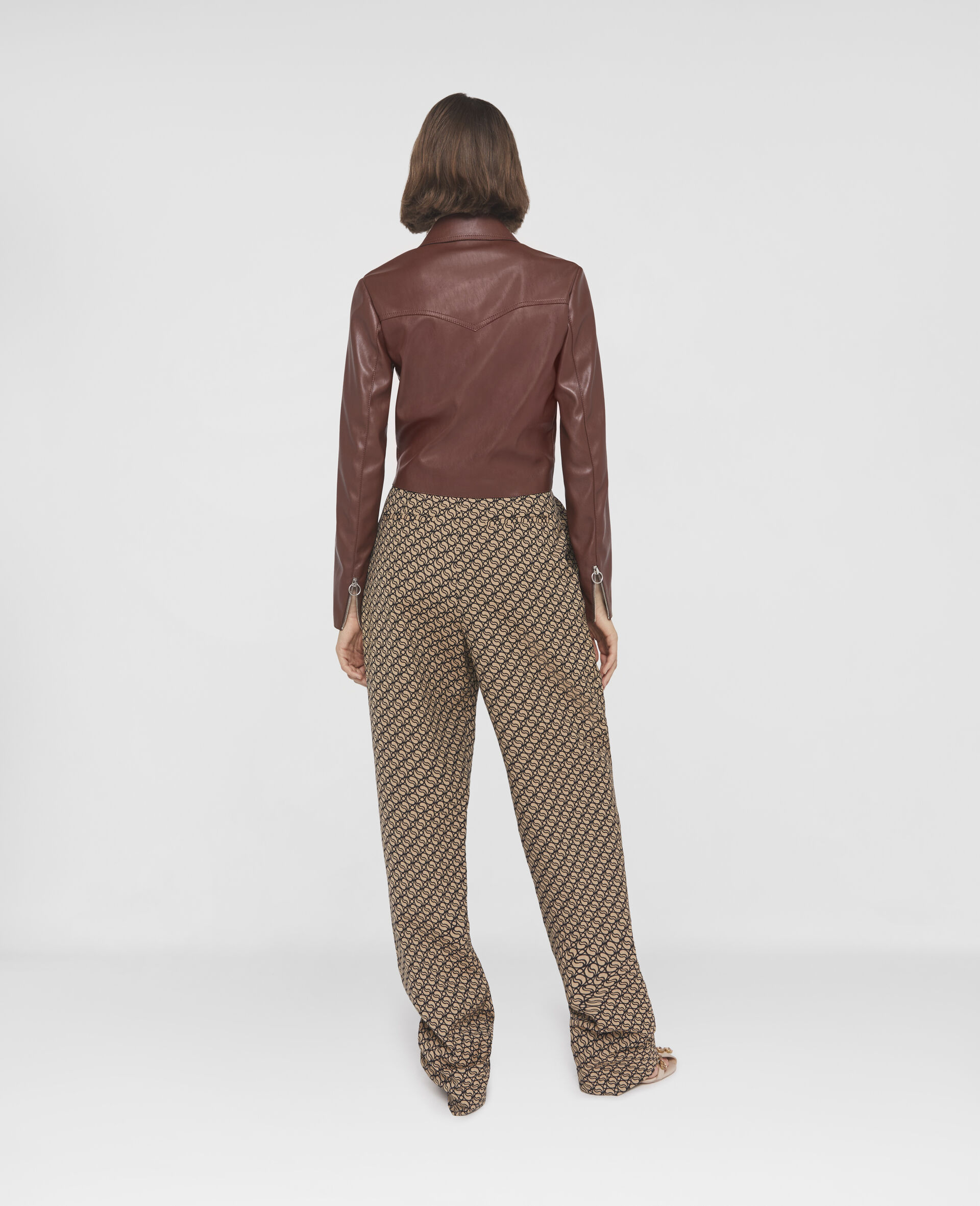 Zip Front Alter Mat Shirt Jacket-Brown-large image number 2