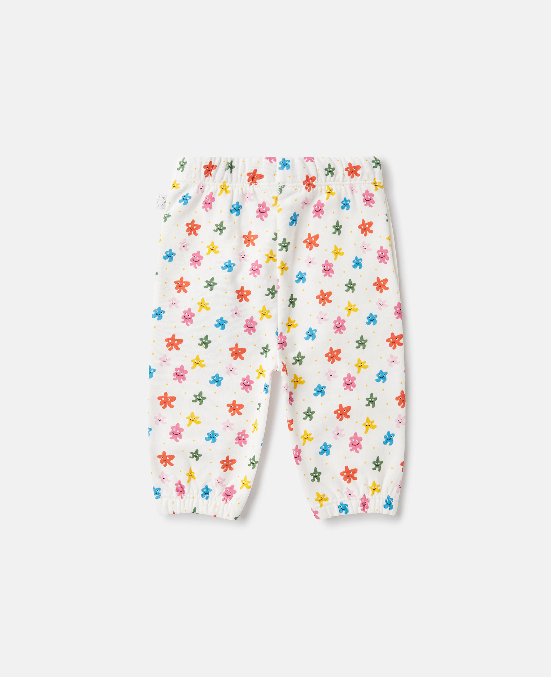 Star Print Drawstring Sweatpants-White-large image number 2