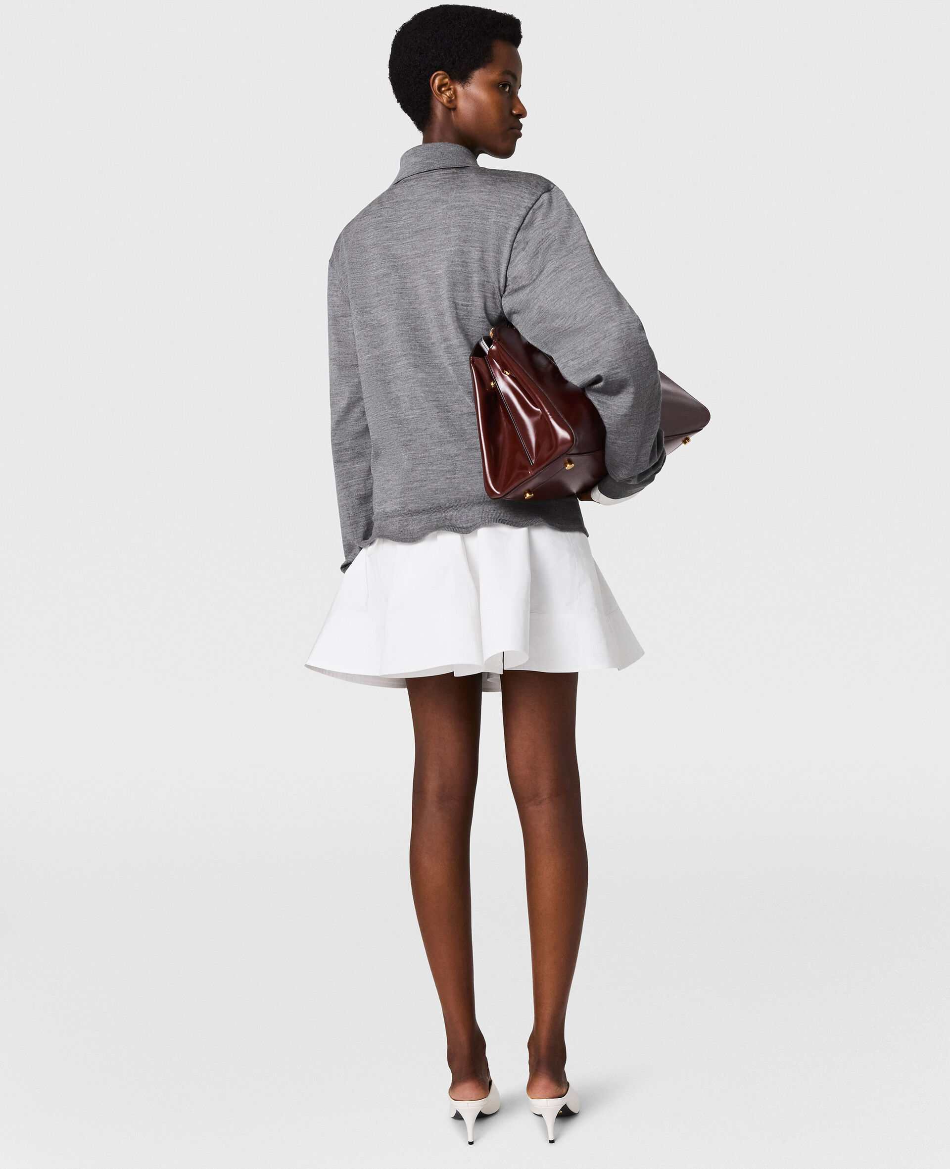 Poplin Mini Skirt-White-large image number 3