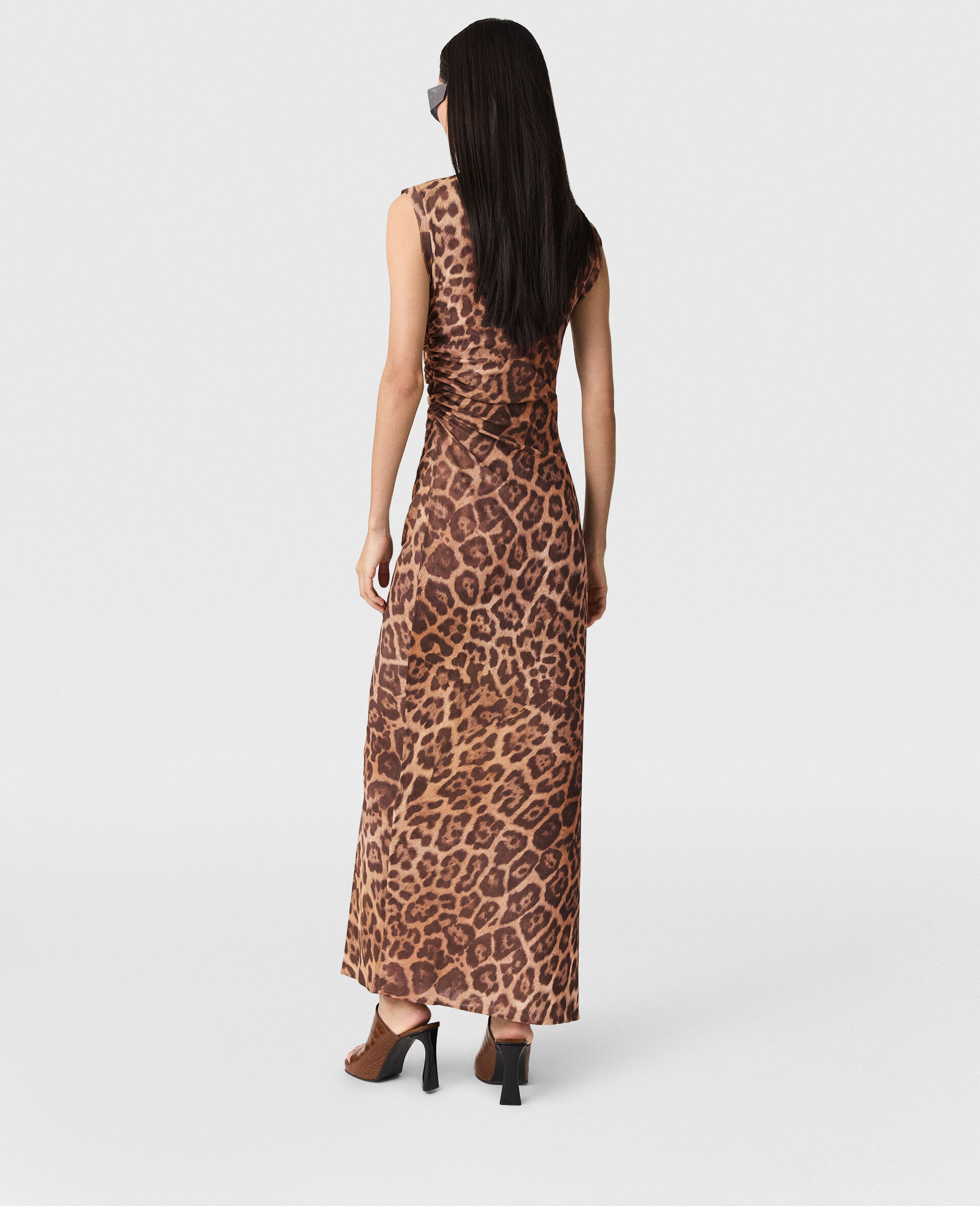 Leopard Sleeveless Maxi Dress-Brown-large image number 3