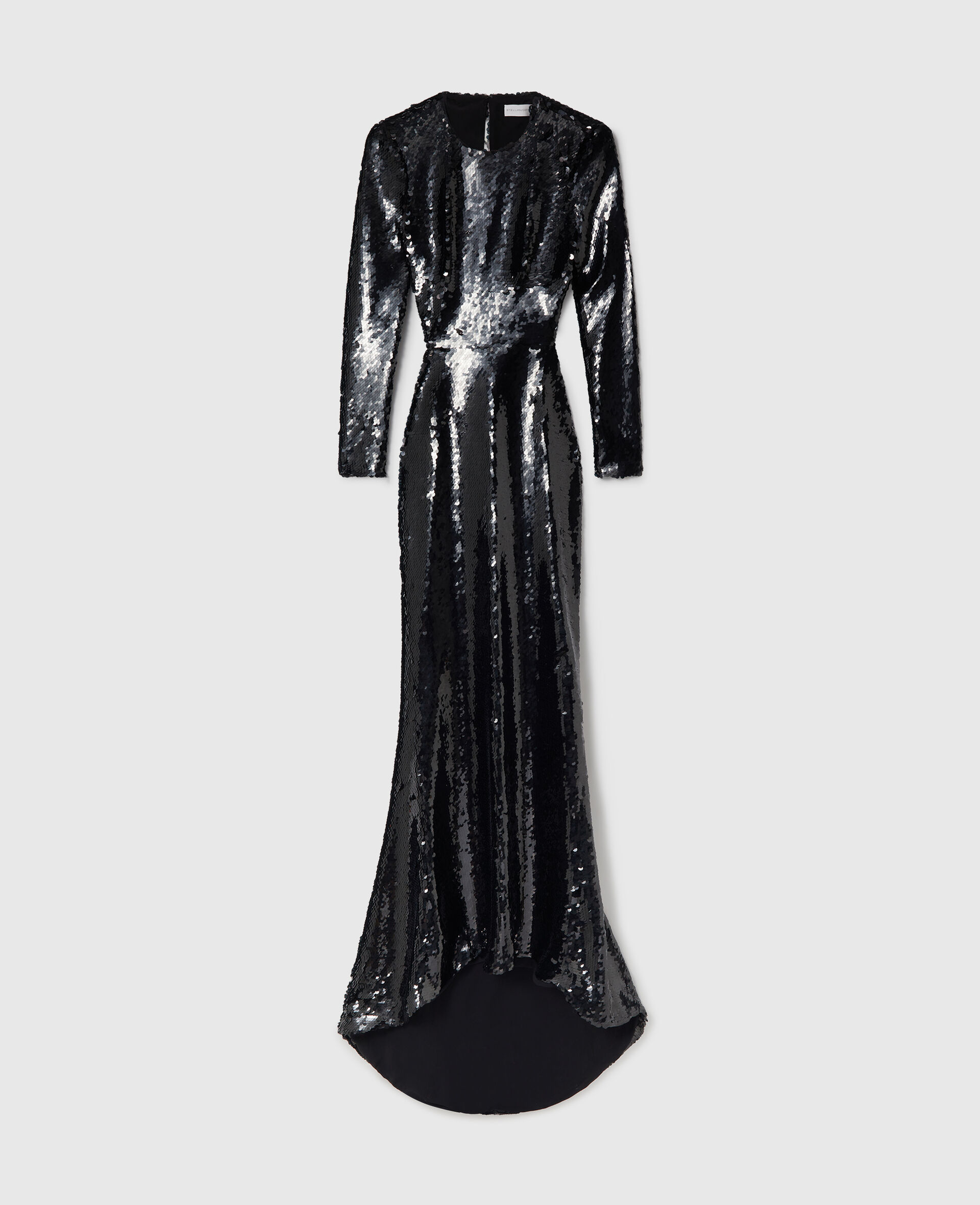 Long-Sleeve Sequin Backless Dress-Black-large image number 0