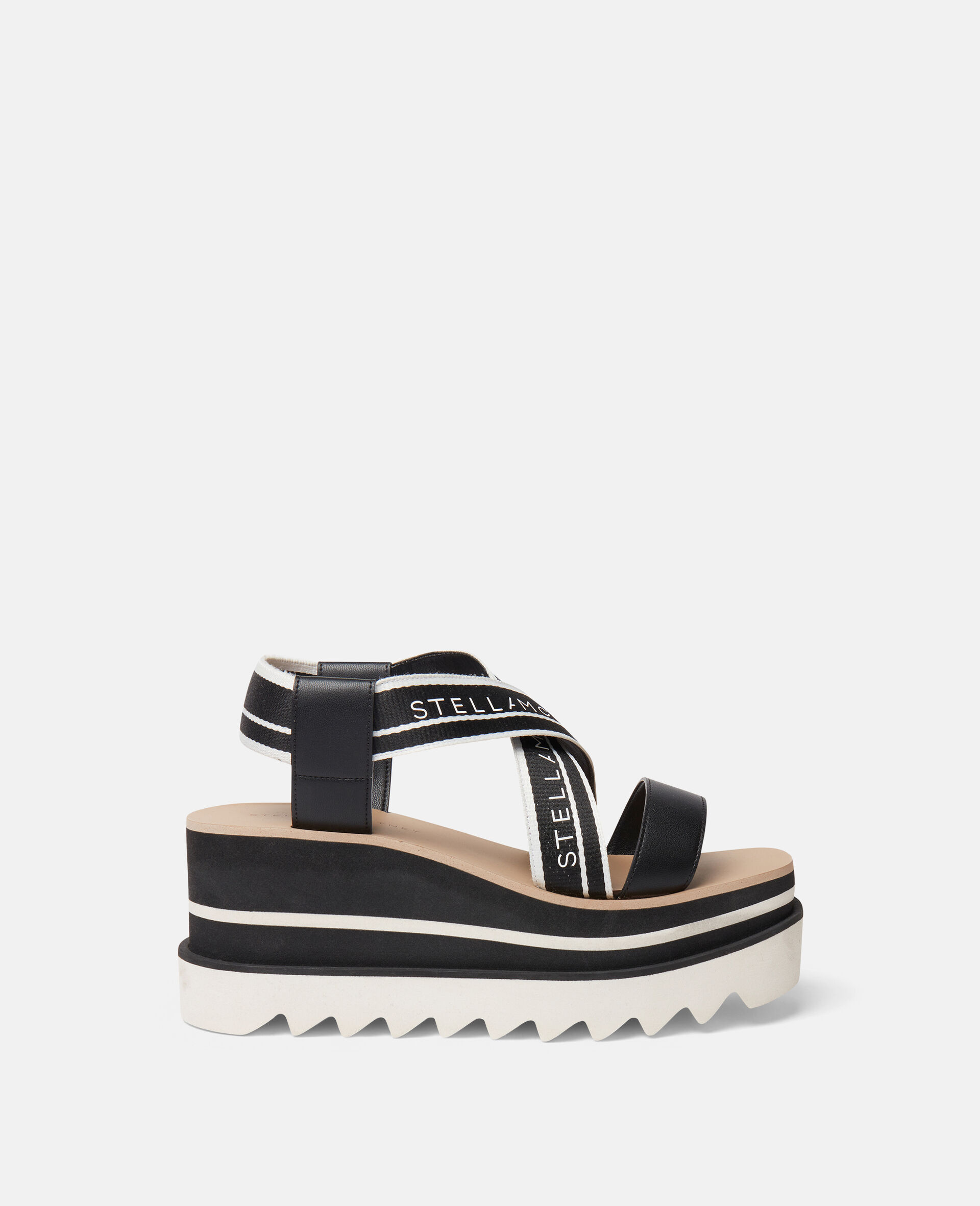 Sneak-Elyse Striped Platform Sandals-Black-medium