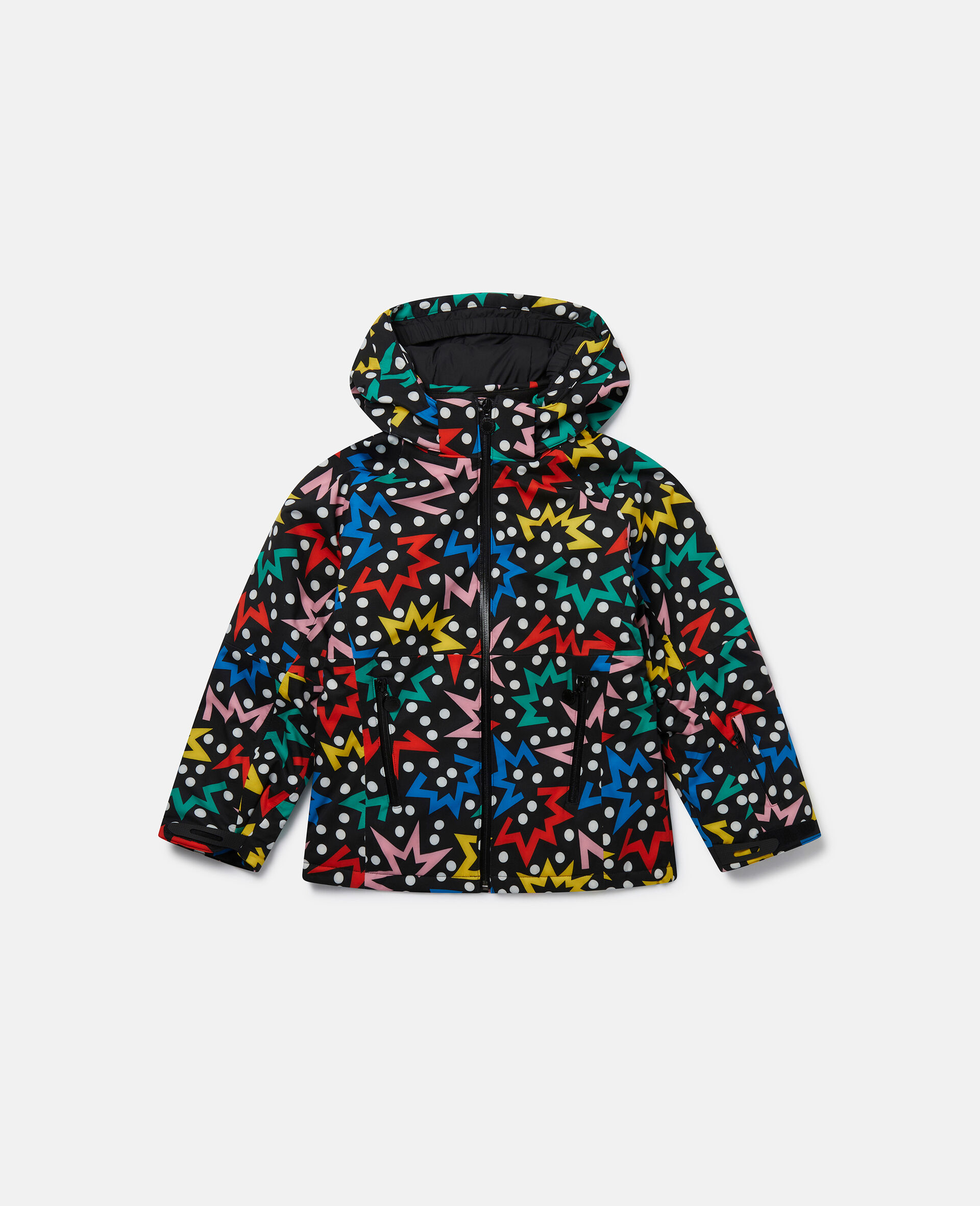 Starburst Print Hooded Puffer Coat-Multicolour-large image number 0