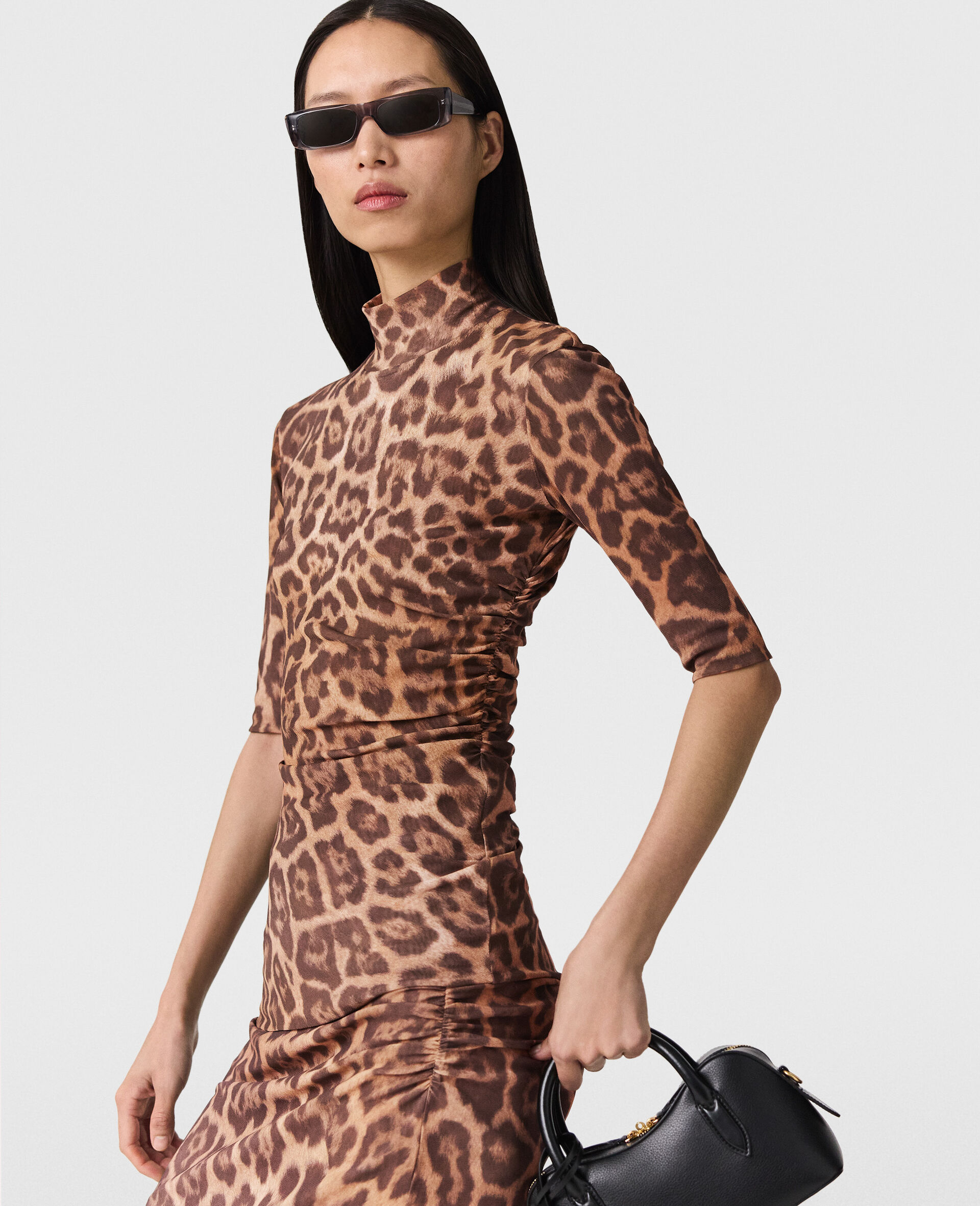 Leopard High-Neck Top-Brown-large image number 3