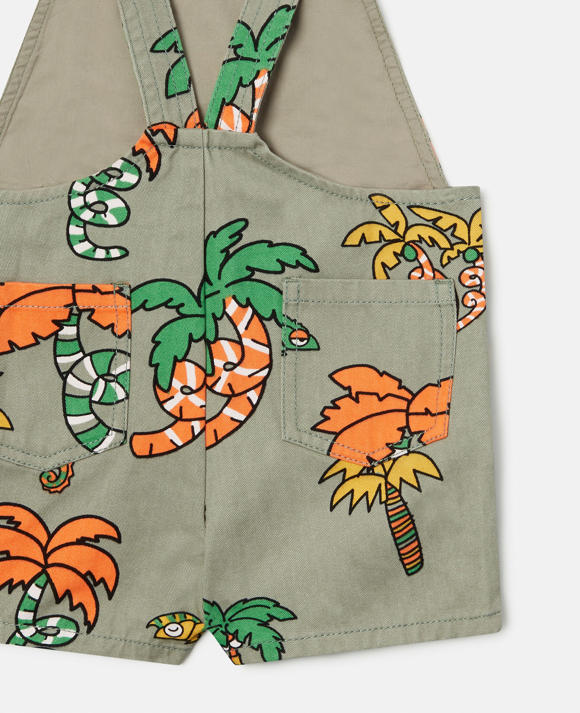 Palm Tree and Gecko Print Dungarees-Pink-large image number 3