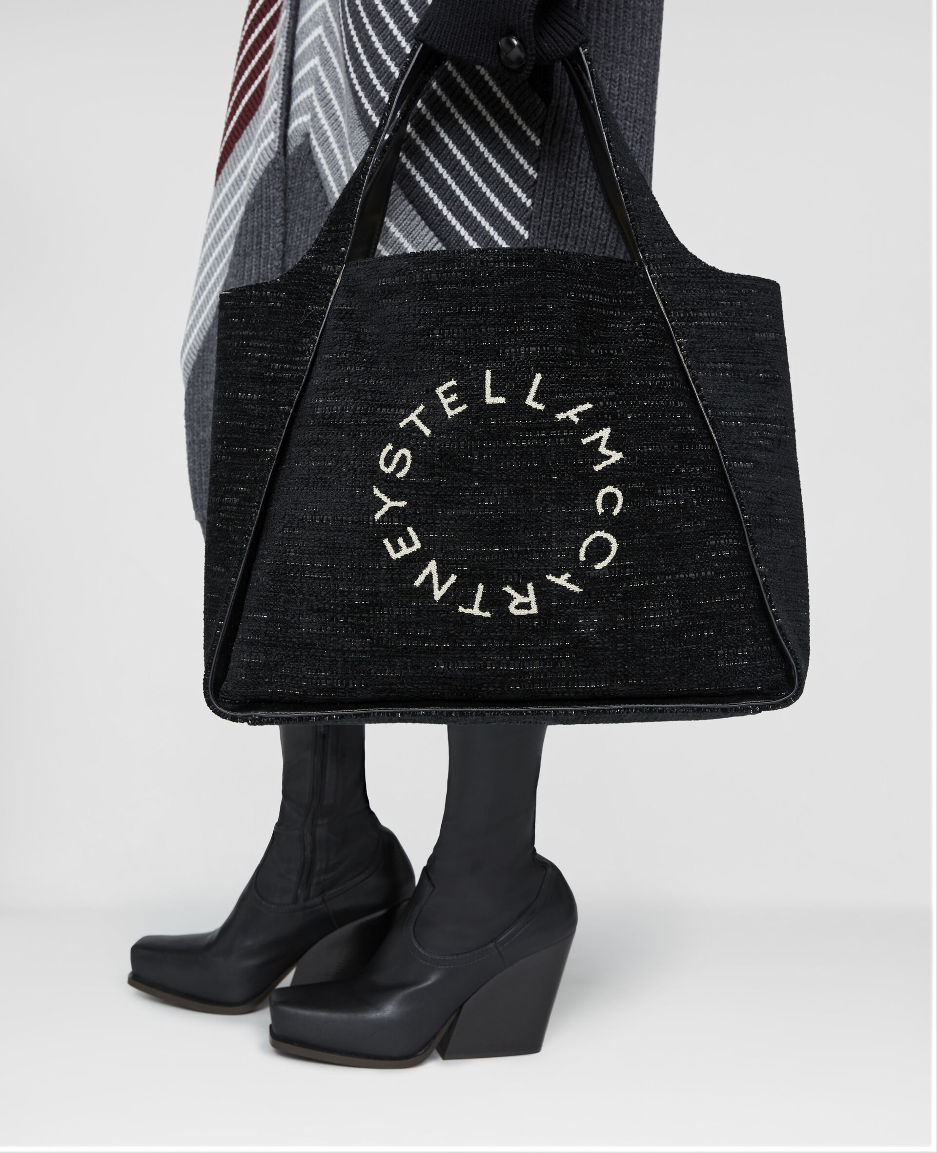 Tote Bag mit Stella-Logo aus Chenille-Jacquard-Schwarz-large image number 1