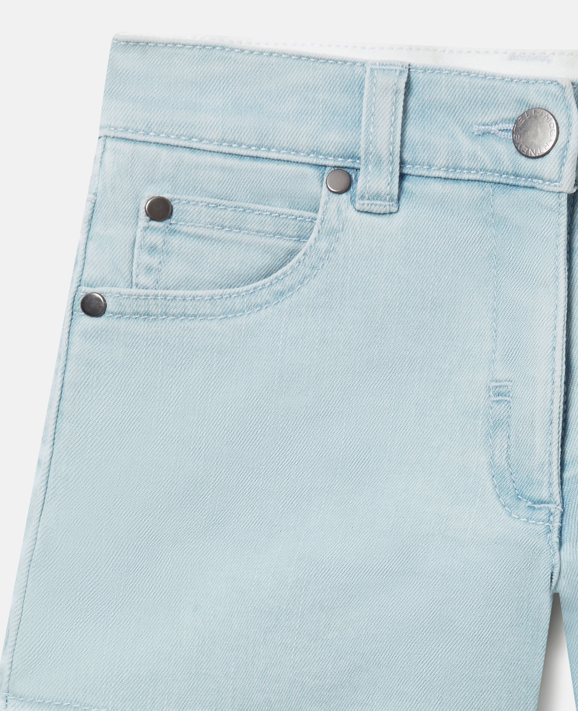 Straight-Leg Denim Shorts-Blue-medium