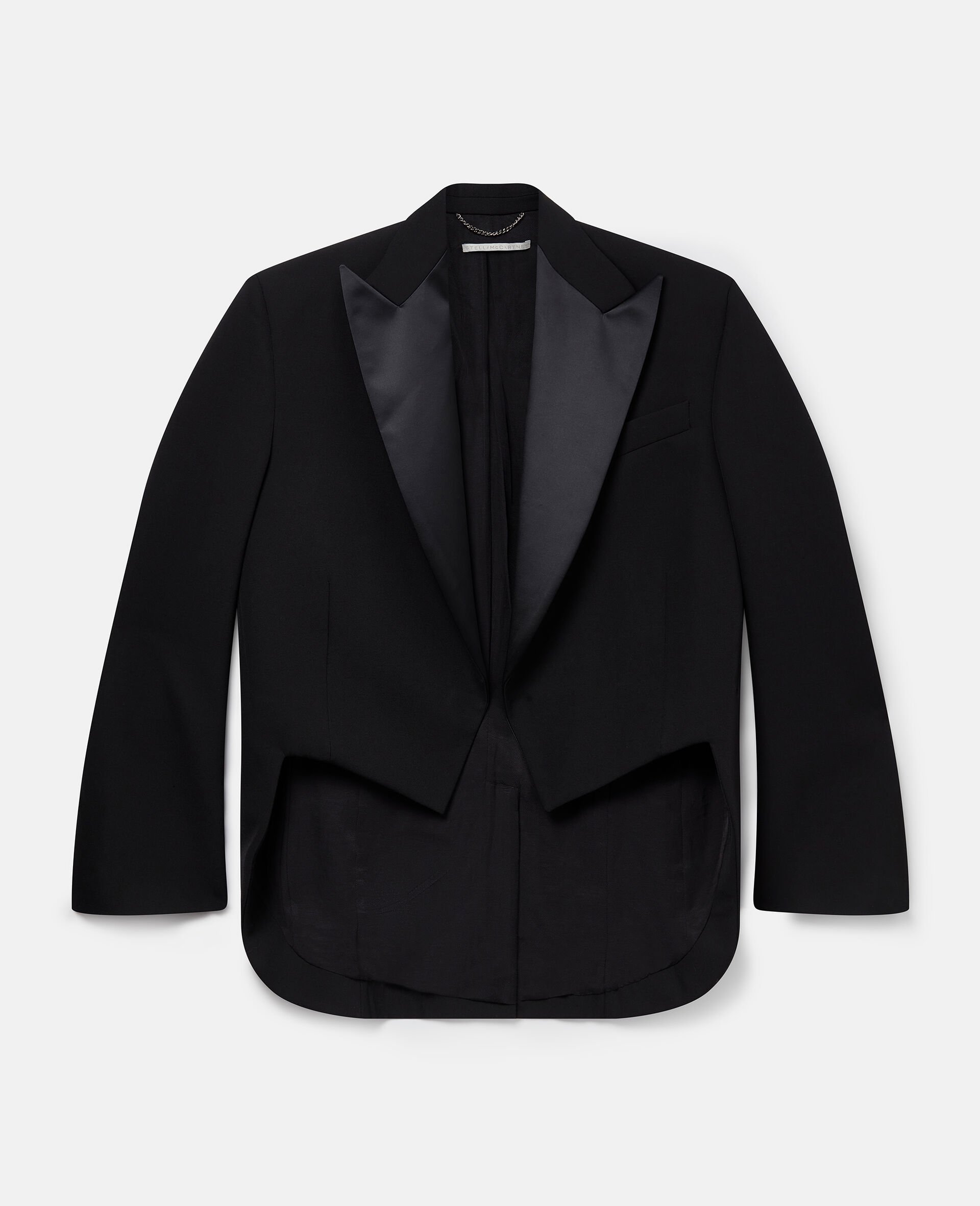 Cropped Wool Tuxedo Blazer-Black-large image number 0